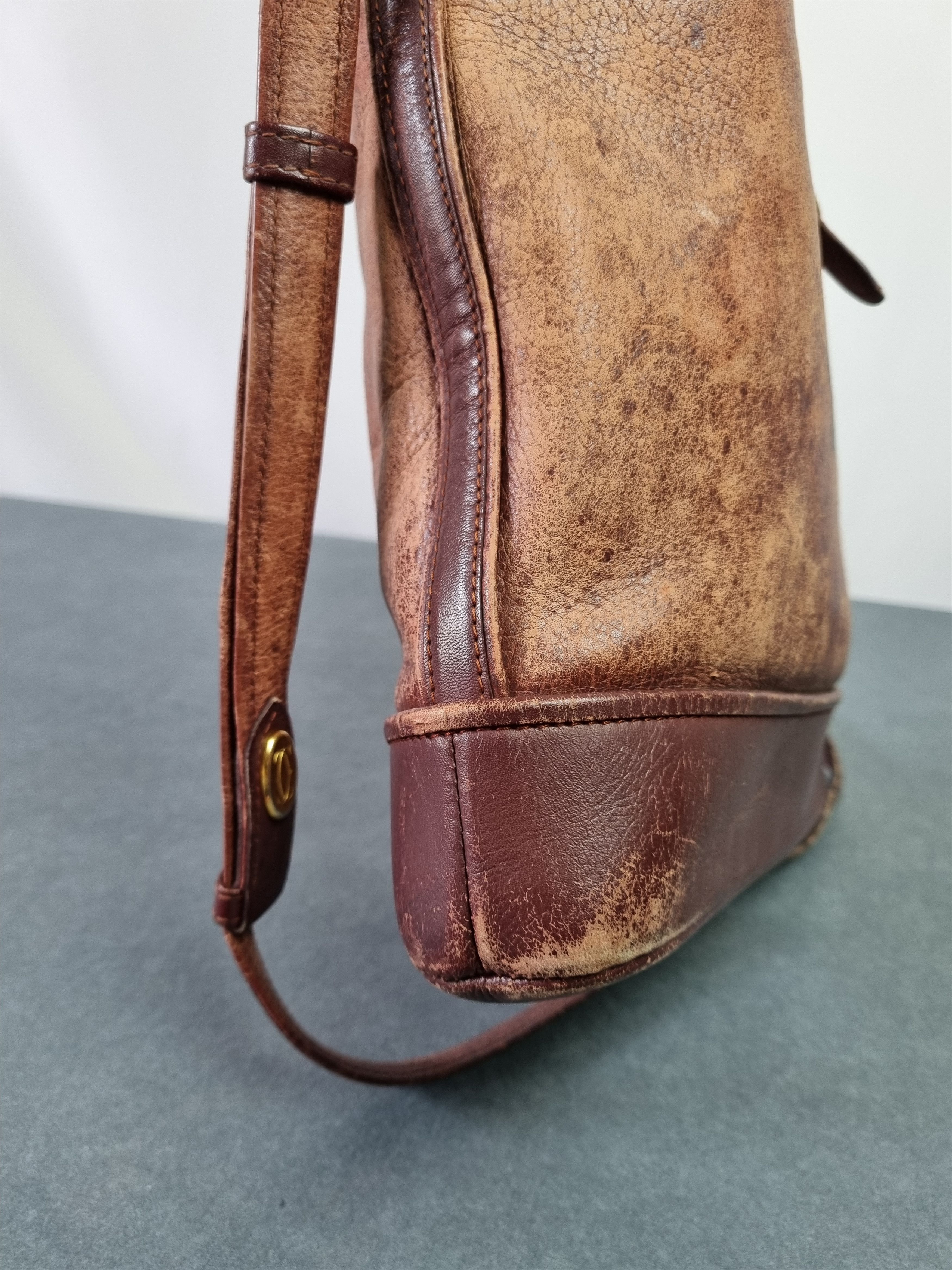 Cartier × Genuine Leather × Leather 80s Distressed CARTIER Shoulder Laether Bag Size ONE SIZE - 15 Thumbnail