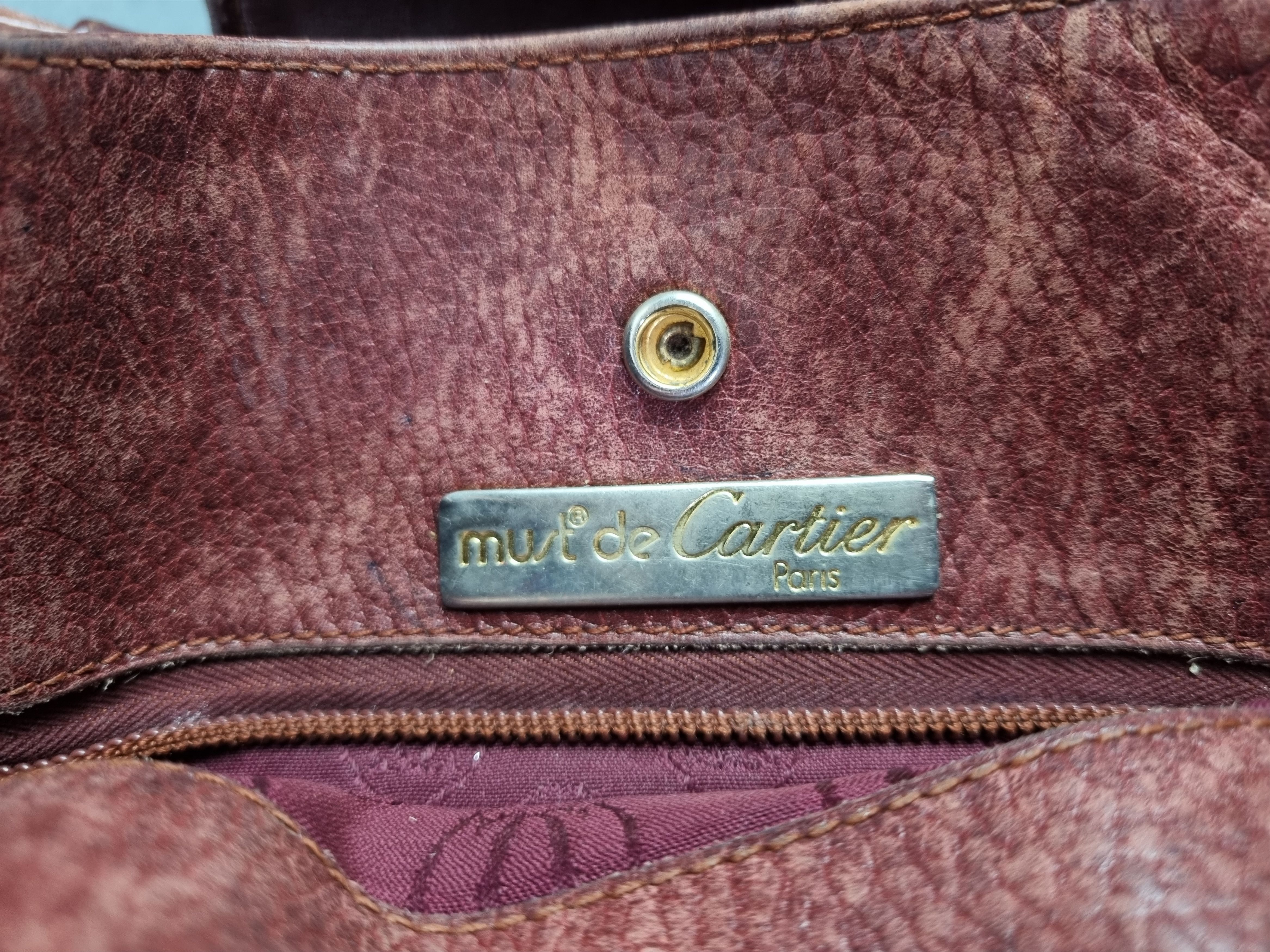 Cartier × Genuine Leather × Leather 80s Distressed CARTIER Shoulder Laether Bag Size ONE SIZE - 4 Thumbnail