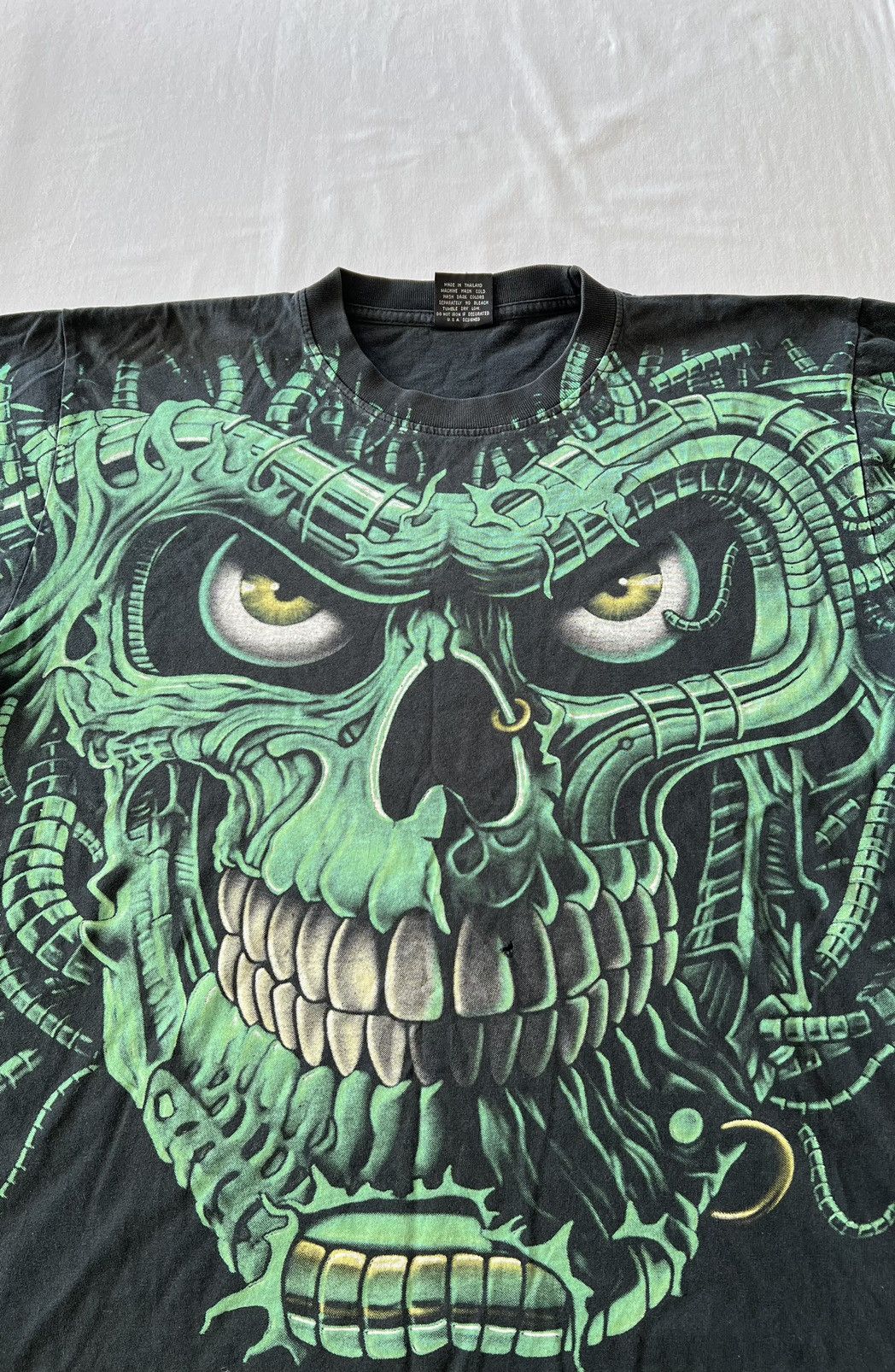 Band Tees Vintage 90s Terminator Skull Bones All Over Print Black Tee Size US L / EU 52-54 / 3 - 4 Thumbnail