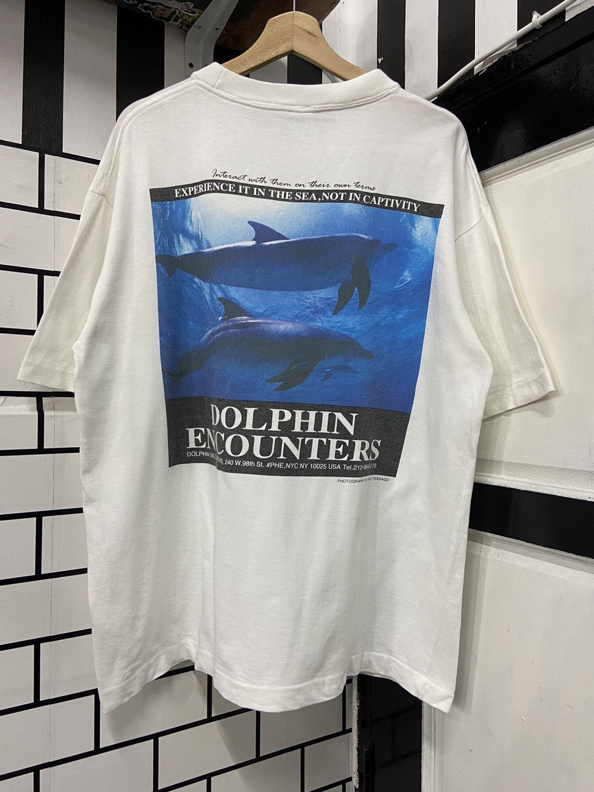 image of Animal Tee x Art Vintage Dolphin Encounters Photography By Junji Takasago Tee in White (Size XL)