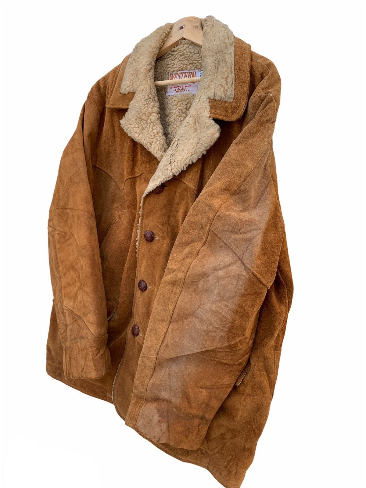 Genuine Leather Vintage 70’s Schott Western Sherpa Suede Leather Jacket Size US XS / EU 42 / 0 - 7 Thumbnail