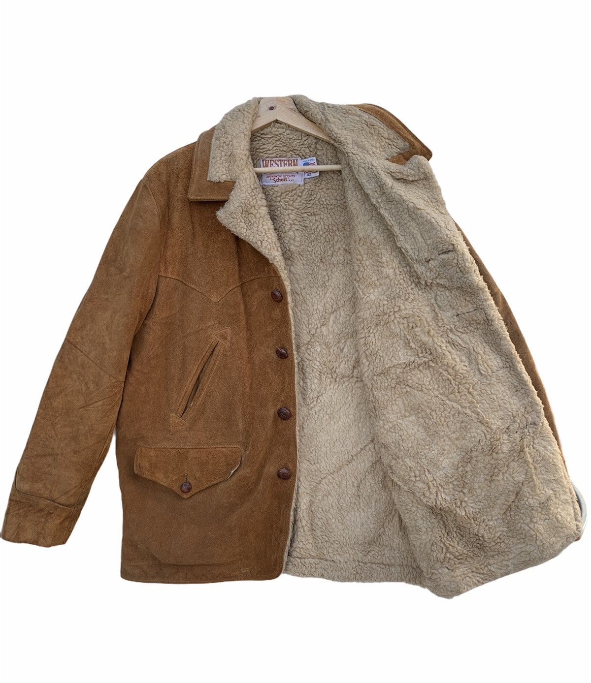 Genuine Leather Vintage 70’s Schott Western Sherpa Suede Leather Jacket Size US XS / EU 42 / 0 - 13 Thumbnail