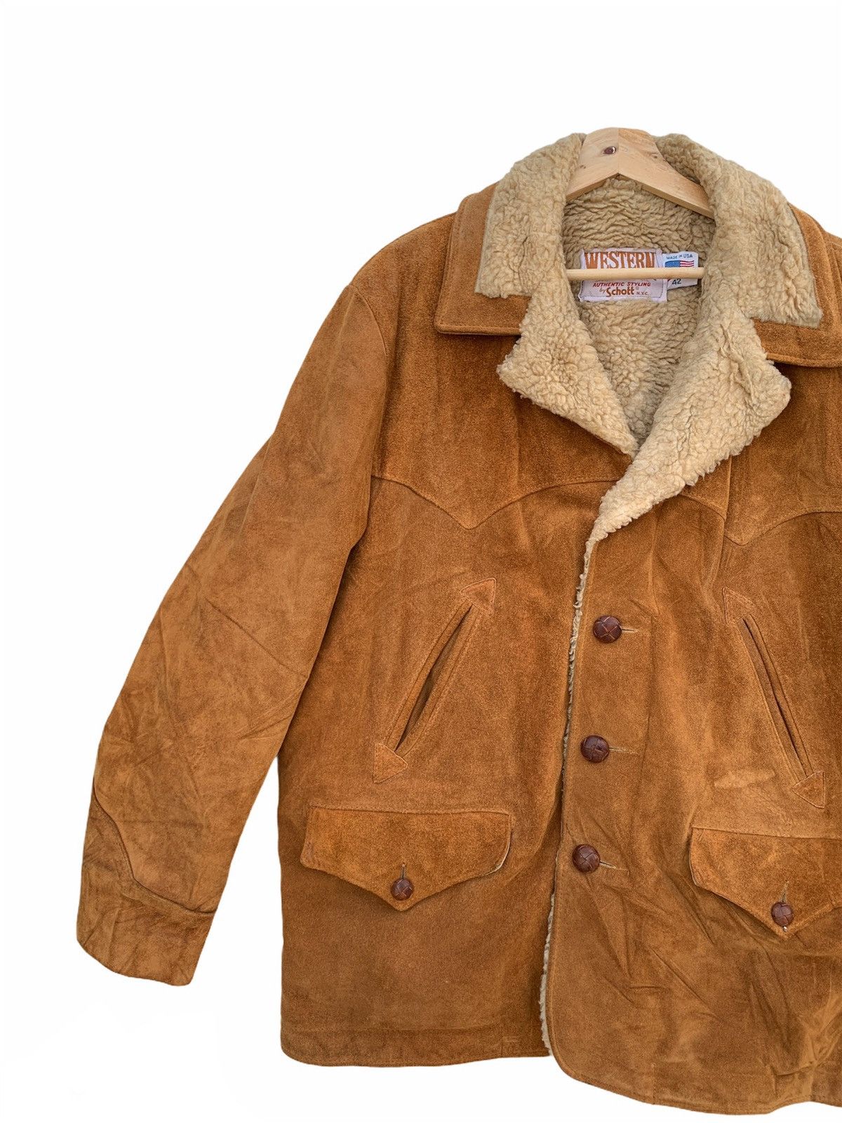 Genuine Leather Vintage 70’s Schott Western Sherpa Suede Leather Jacket Size US XS / EU 42 / 0 - 4 Thumbnail