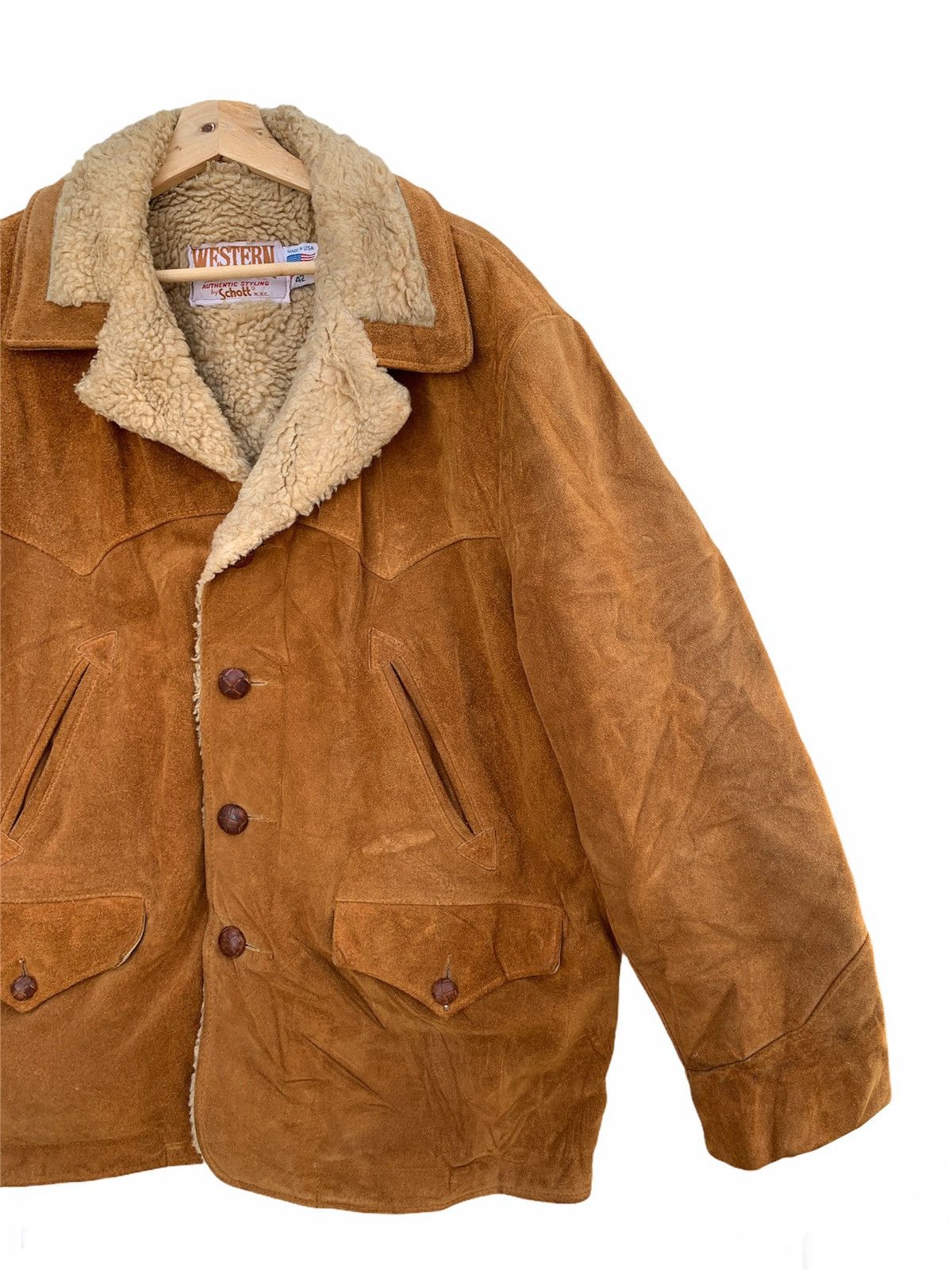 Genuine Leather Vintage 70’s Schott Western Sherpa Suede Leather Jacket Size US XS / EU 42 / 0 - 5 Thumbnail