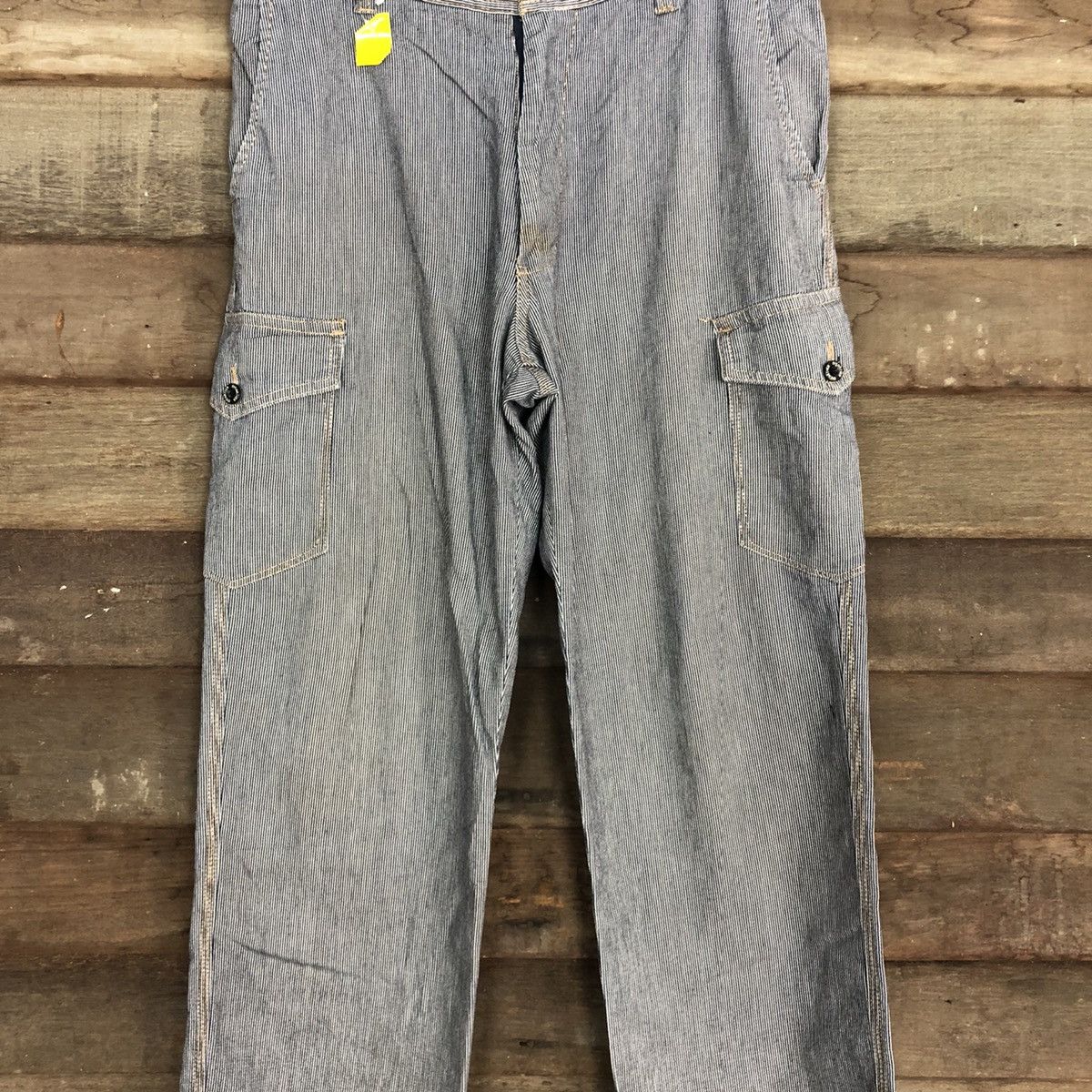 Japanese Brand × OVER THE STRiPES Evenriver Stripe Grey Multipocket Cargo Pants #2994 Size US 32 / EU 48 - 4 Thumbnail