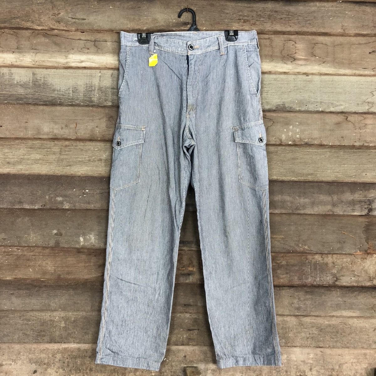 image of Over The Stripes Evenriver Stripe Grey Multipocket Cargo Pants 2994 in Grey w/ Stripe (Size 32)