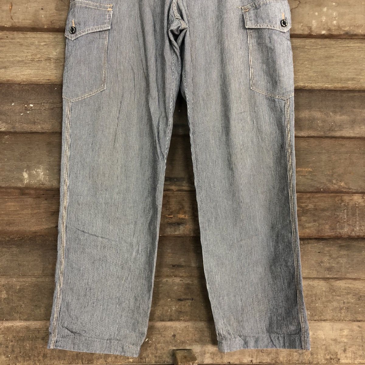 Japanese Brand × OVER THE STRiPES Evenriver Stripe Grey Multipocket Cargo Pants #2994 Size US 32 / EU 48 - 3 Thumbnail