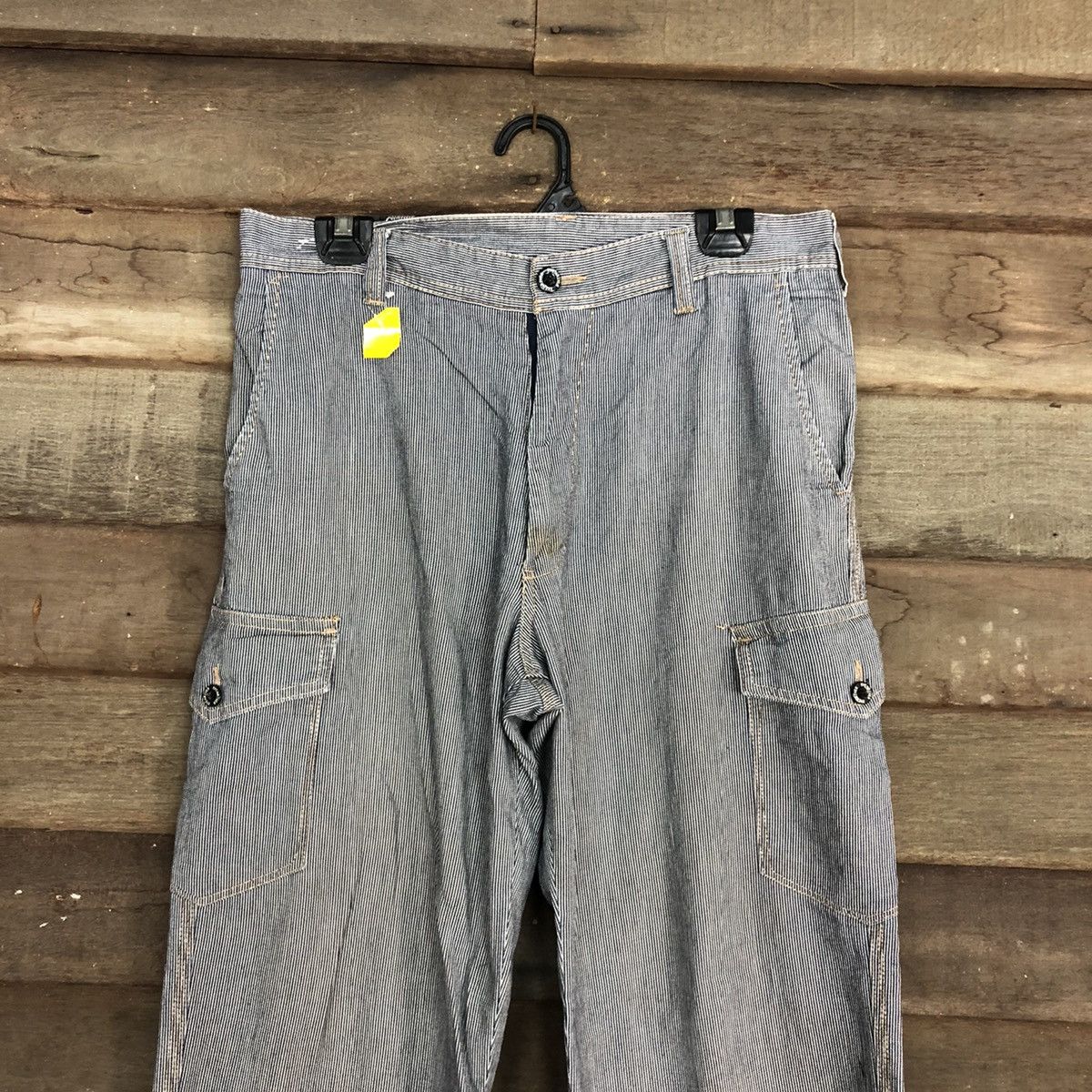 Japanese Brand × OVER THE STRiPES Evenriver Stripe Grey Multipocket Cargo Pants #2994 Size US 32 / EU 48 - 2 Thumbnail