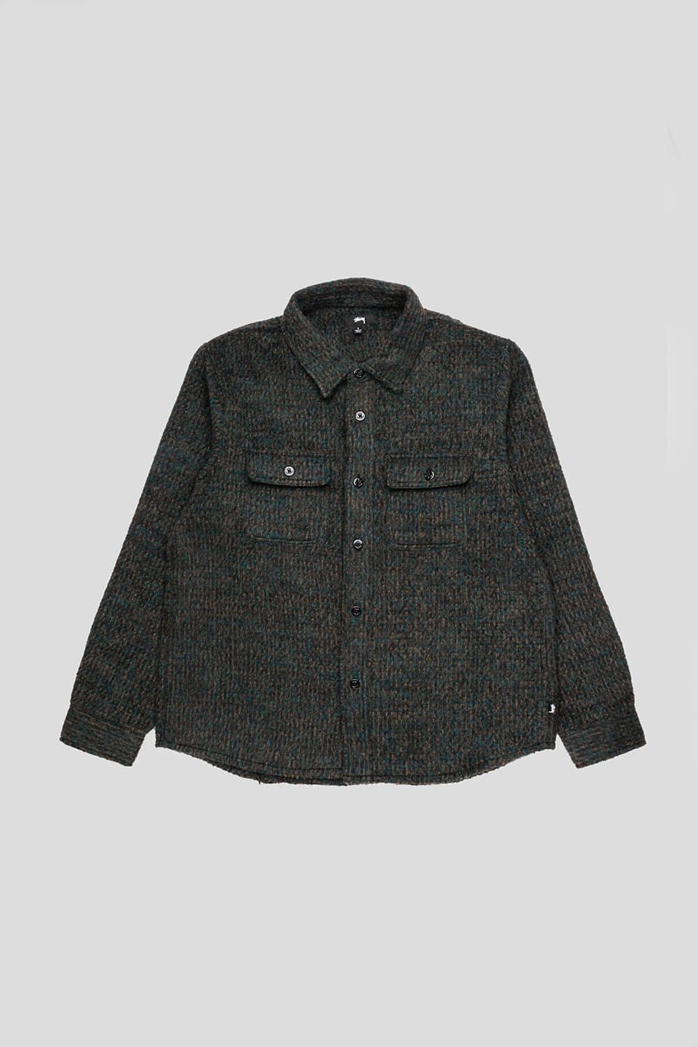 image of Stussy Stüssy Speckled Wool Cpo Shirt In Black, Men's (Size Small)