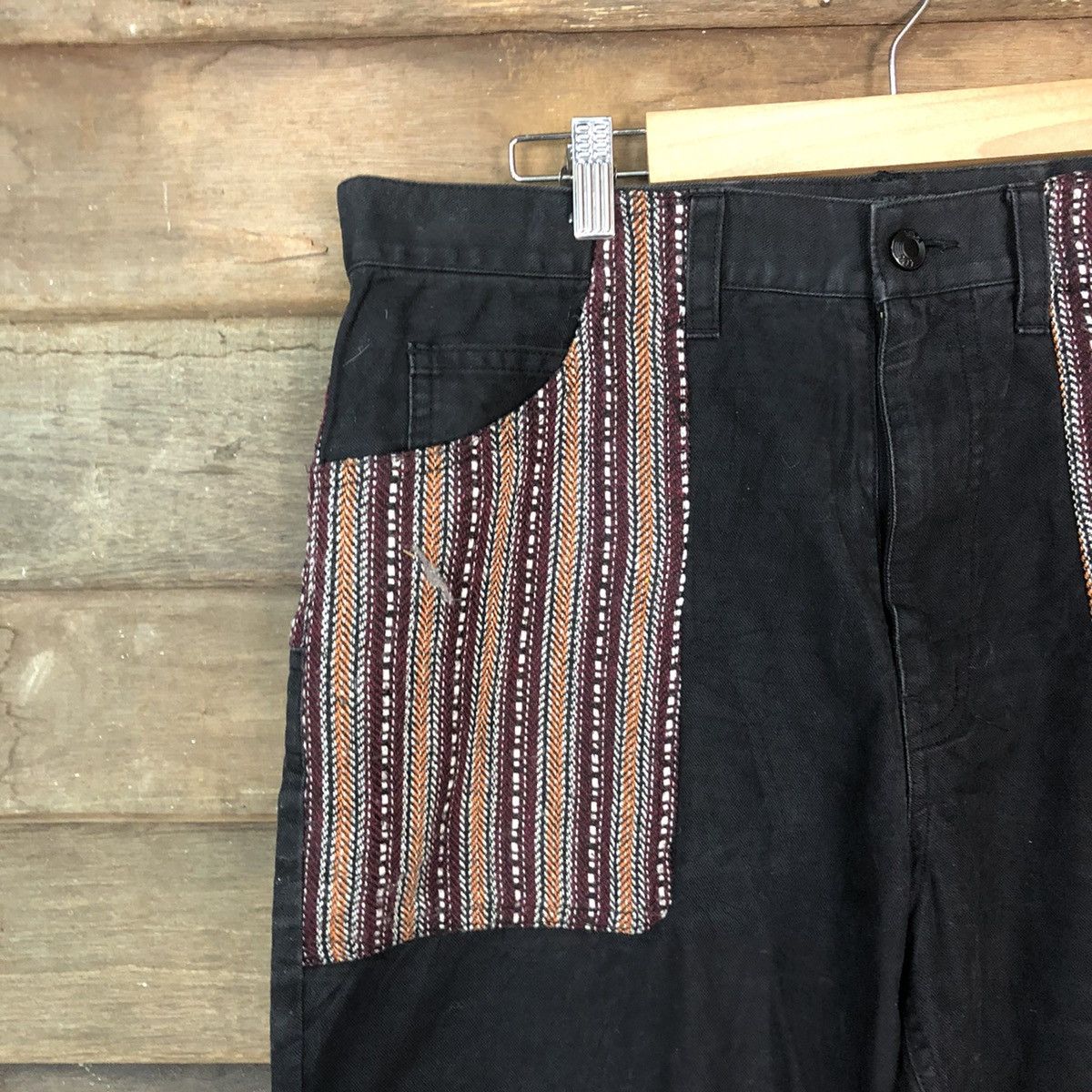 Japanese Brand Evereide Lasting patchwork pocket Black Casual Pants #7083 Size US 33 - 10 Thumbnail