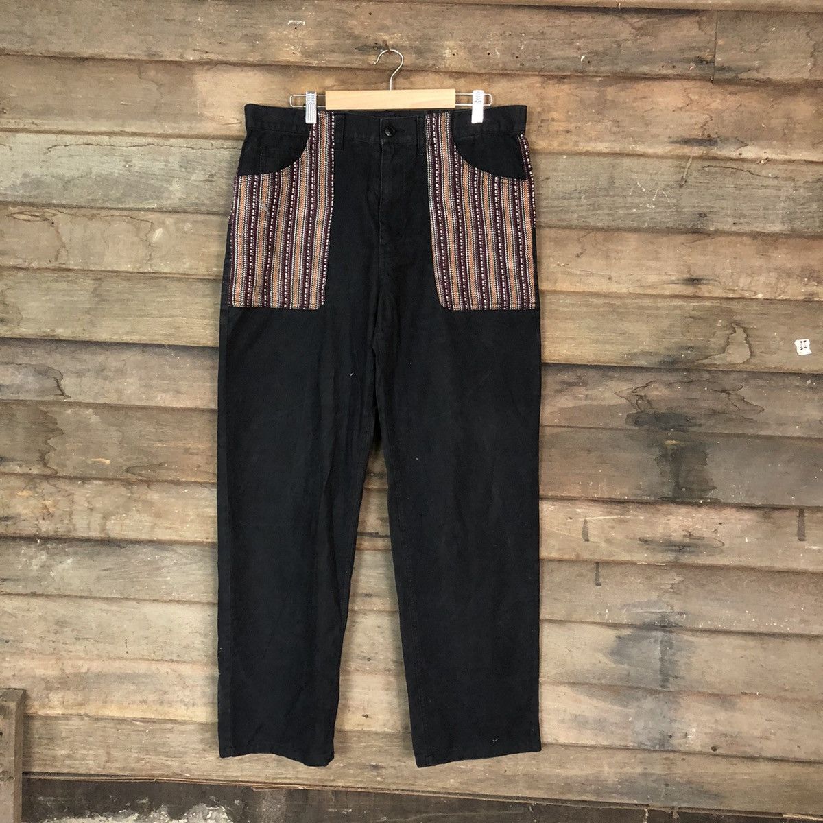 Japanese Brand Evereide Lasting patchwork pocket Black Casual Pants #7083 Size US 33 - 7 Thumbnail