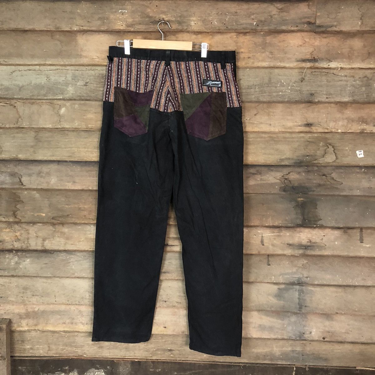Japanese Brand Evereide Lasting patchwork pocket Black Casual Pants #7083 Size US 33 - 1 Thumbnail