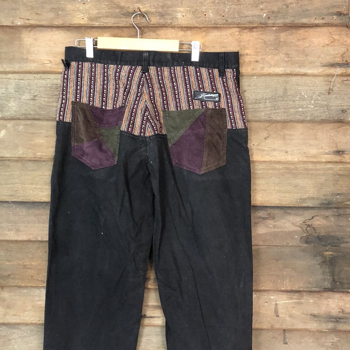 Japanese Brand Evereide Lasting patchwork pocket Black Casual Pants #7083 Size US 33 - 2 Thumbnail