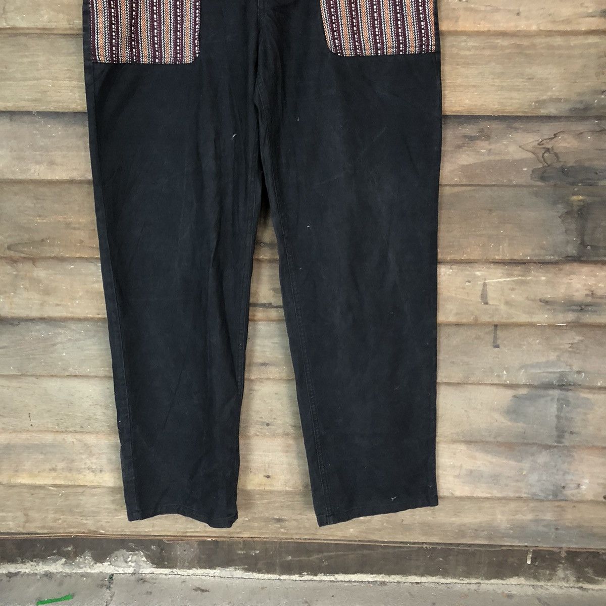 Japanese Brand Evereide Lasting patchwork pocket Black Casual Pants #7083 Size US 33 - 9 Thumbnail