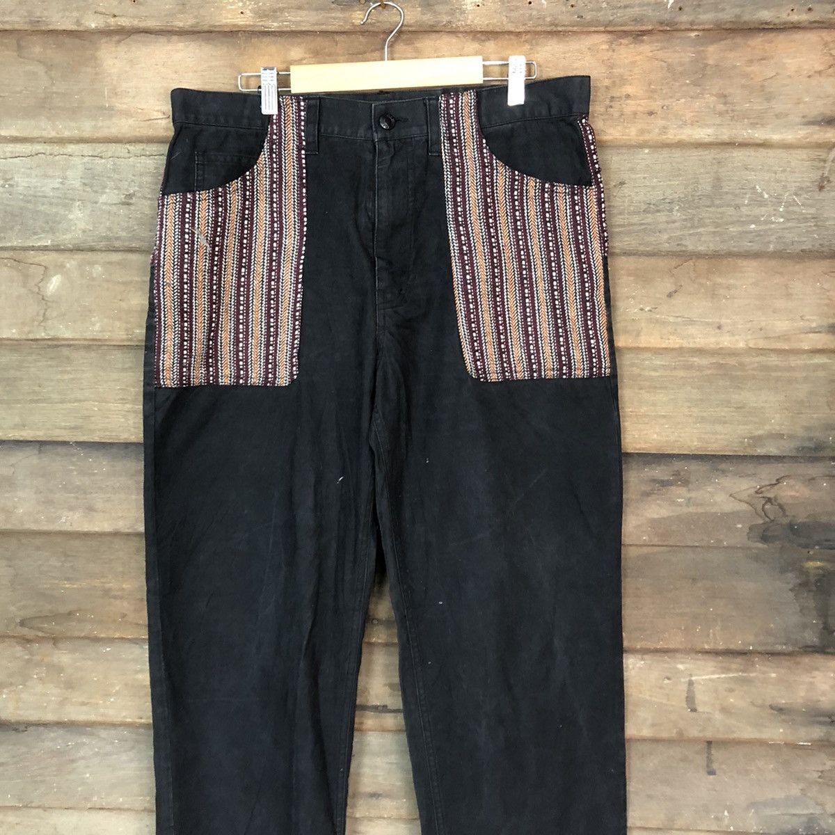 Japanese Brand Evereide Lasting patchwork pocket Black Casual Pants #7083 Size US 33 - 8 Thumbnail