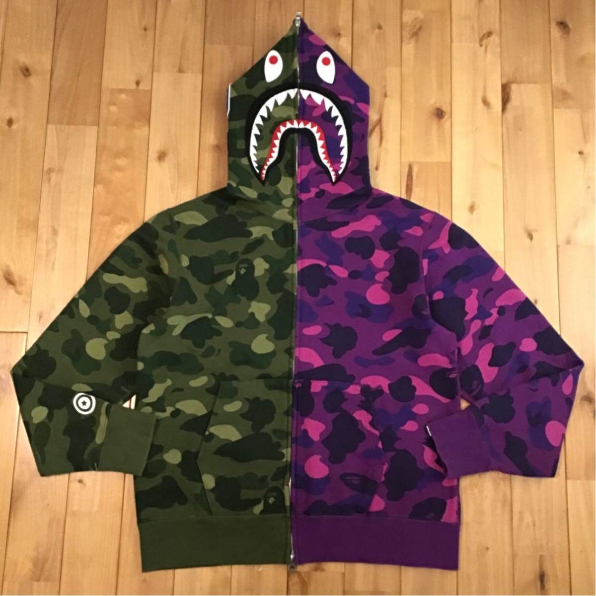 Bape BAPE Shark full zip hoodie Purple camo green camo APE Grailed