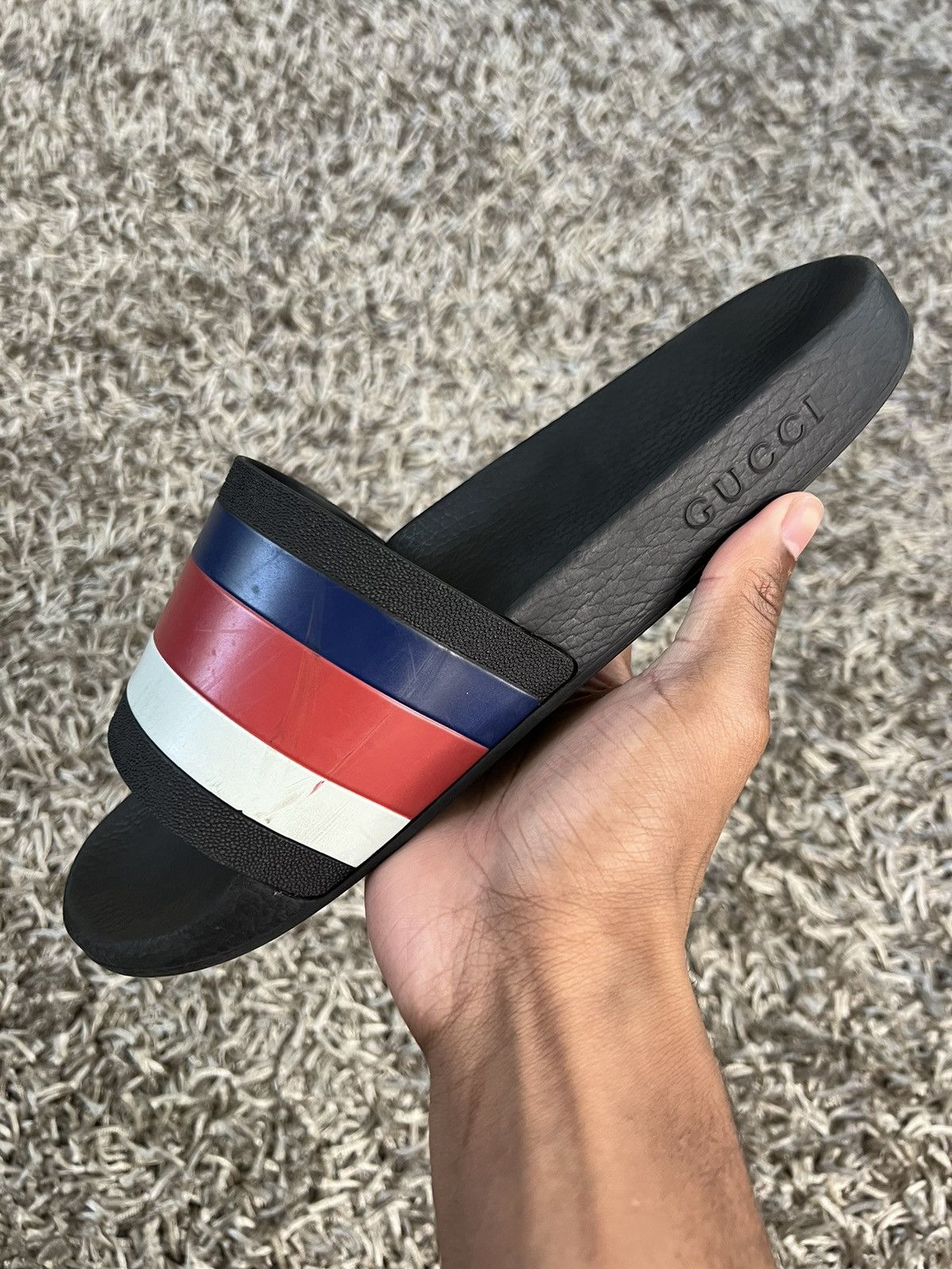 Gucci slides red white and blue deals