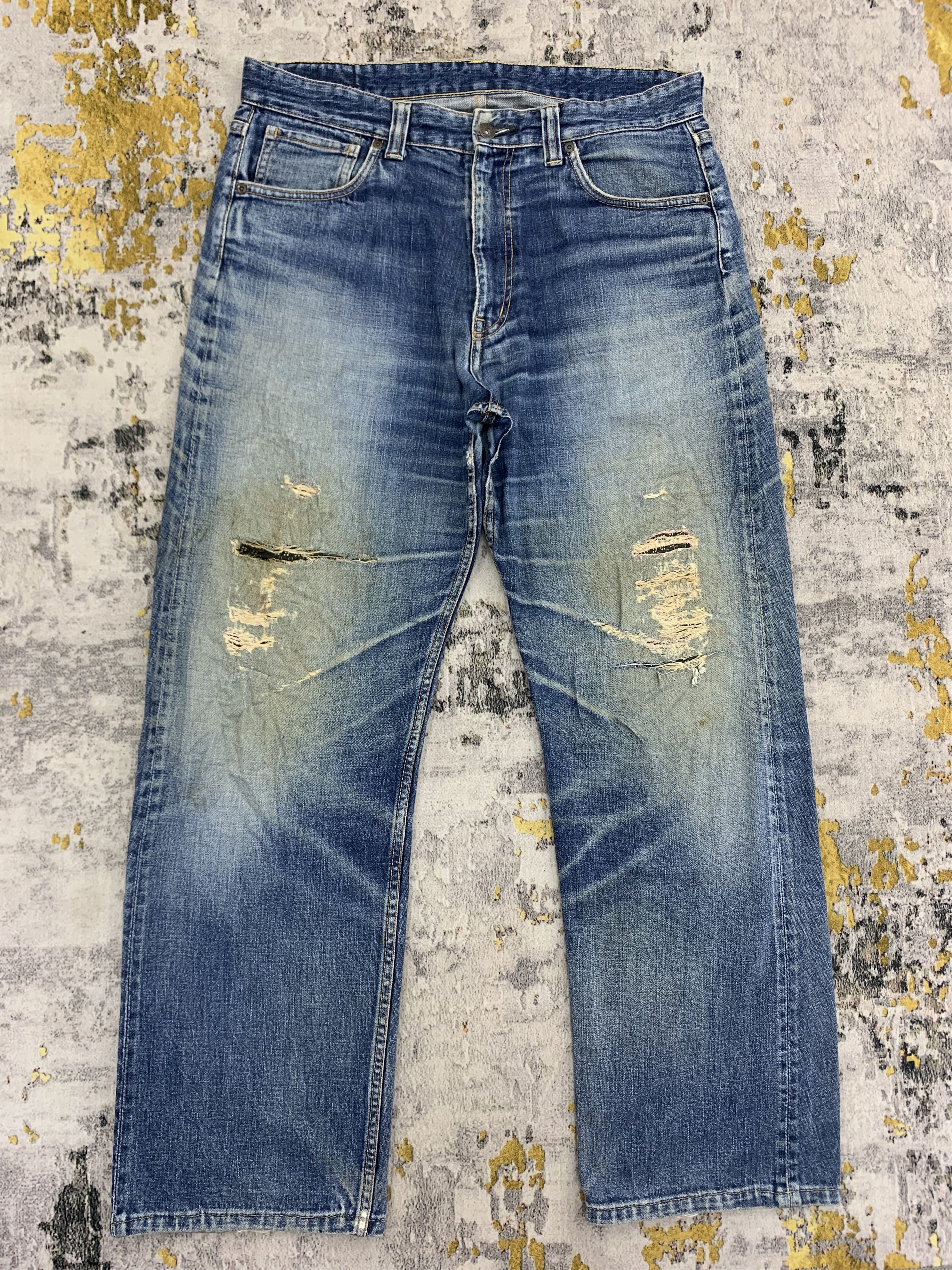 image of Denim Co x Vintage Denim & Co Denim 34X30.5 Ripped in Blue, Men's