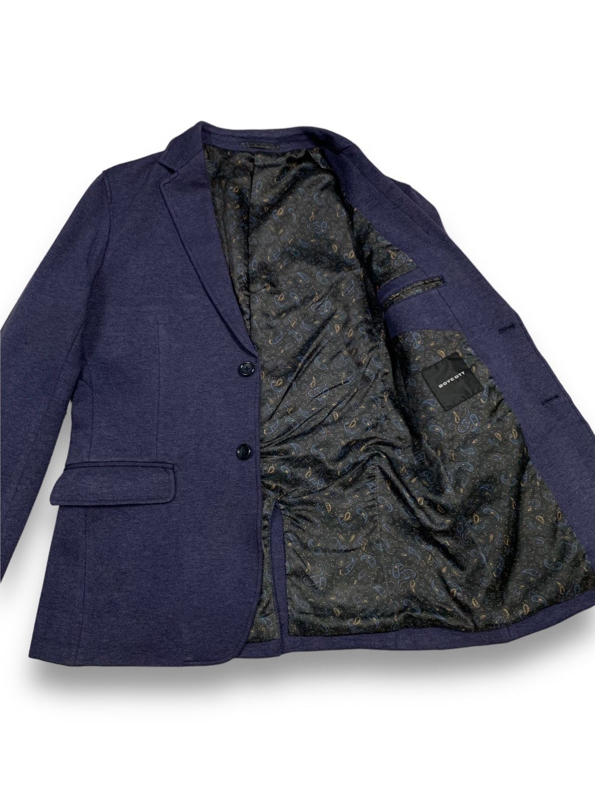 Boycott Japanese Brand Boycott Indigo Paisley Lined Blazer Jacket Size 40R - 15 Thumbnail