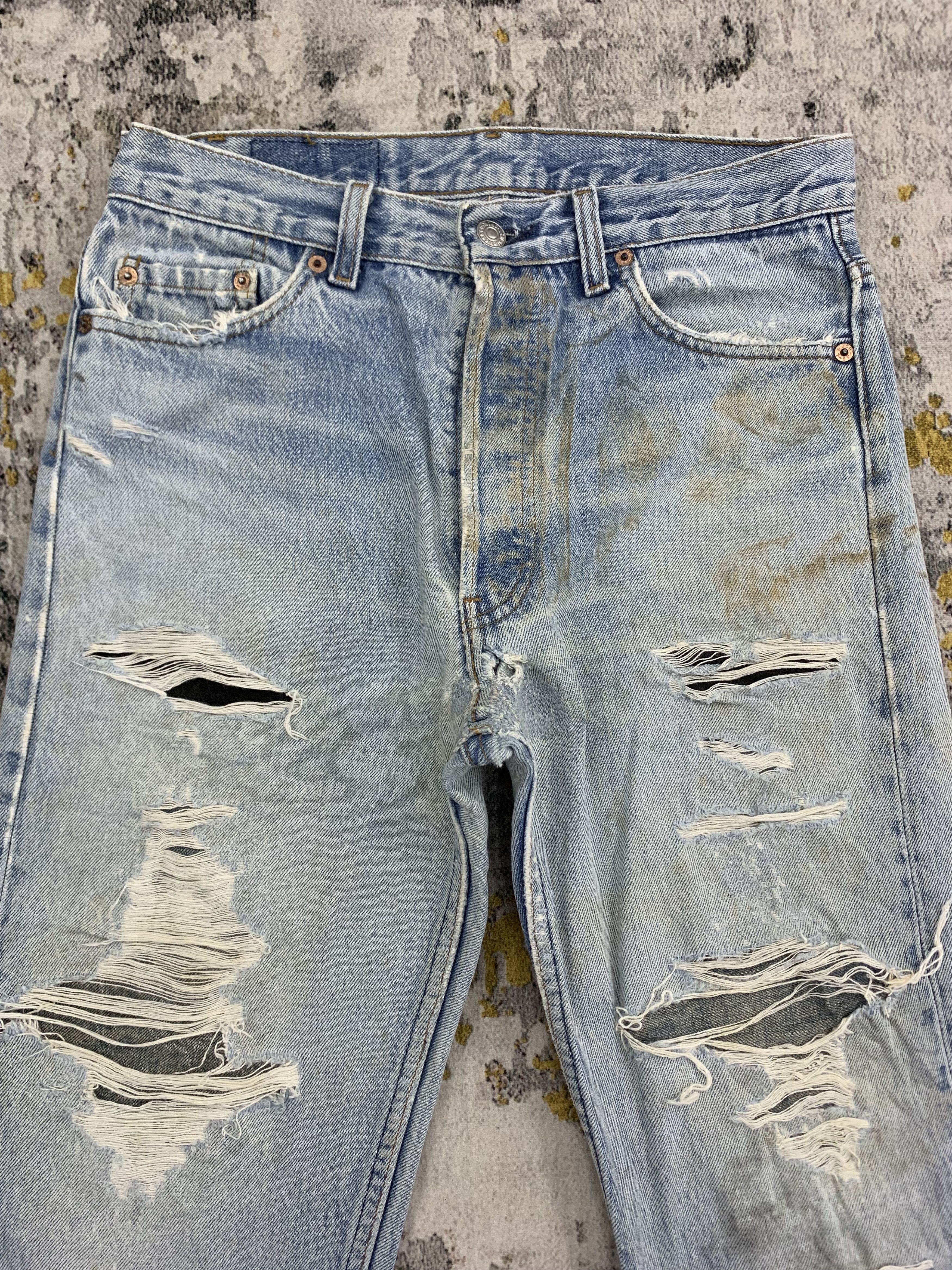 Levi's Vintage Levi's 501xx Denim 29x31.5 Distressed Faded Dirty Size US 29 - 2 Thumbnail