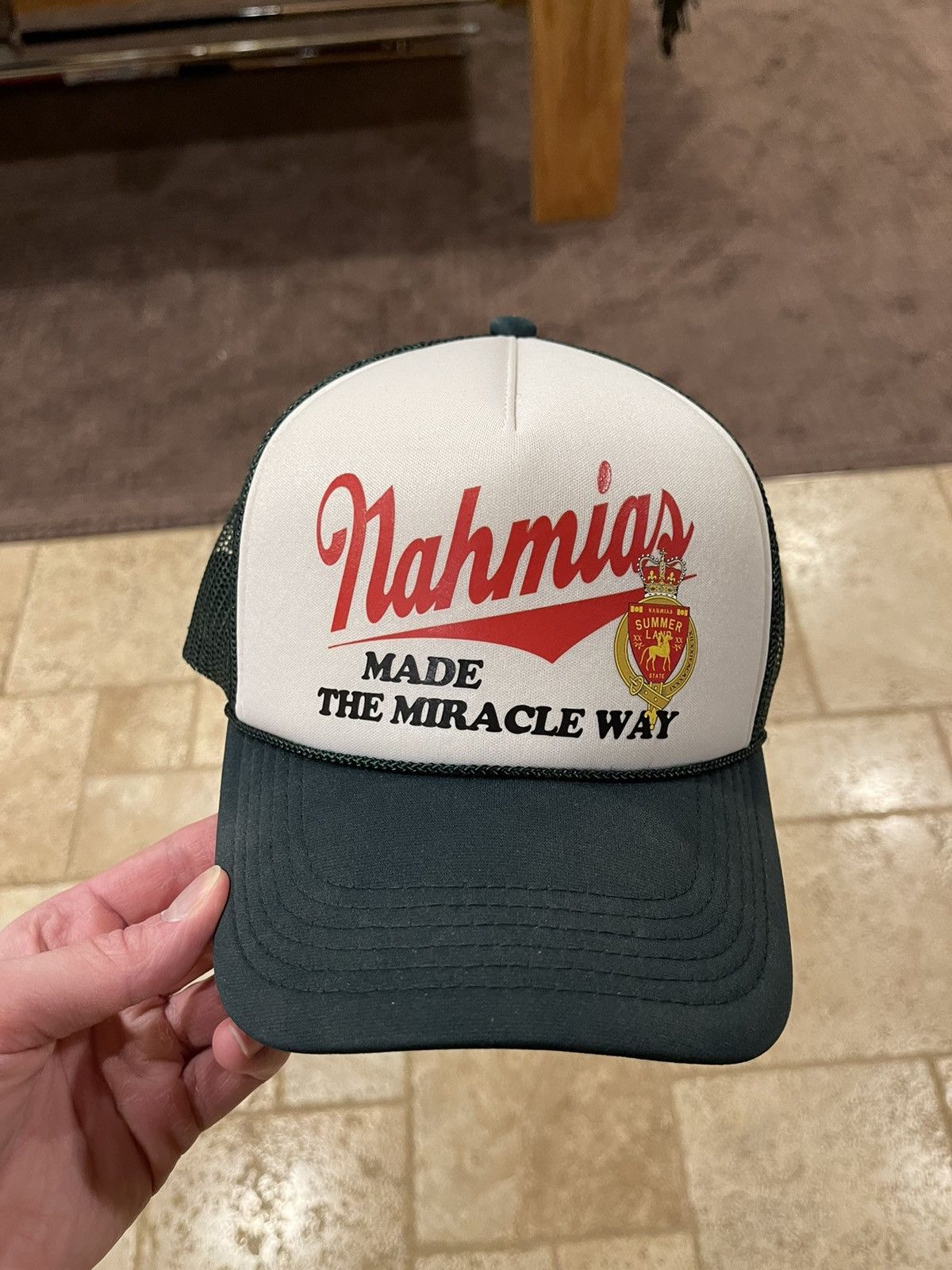 image of Nahmias Miller “The Miracle Way” Foam Green Trucker Hat, Men's