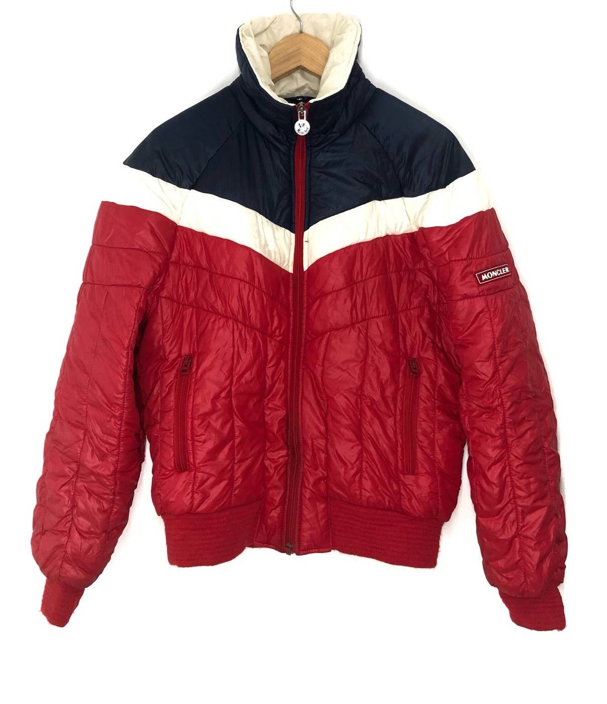 image of Asics x Moncler Ski Down Jacket in Red White, Men's (Size Small)