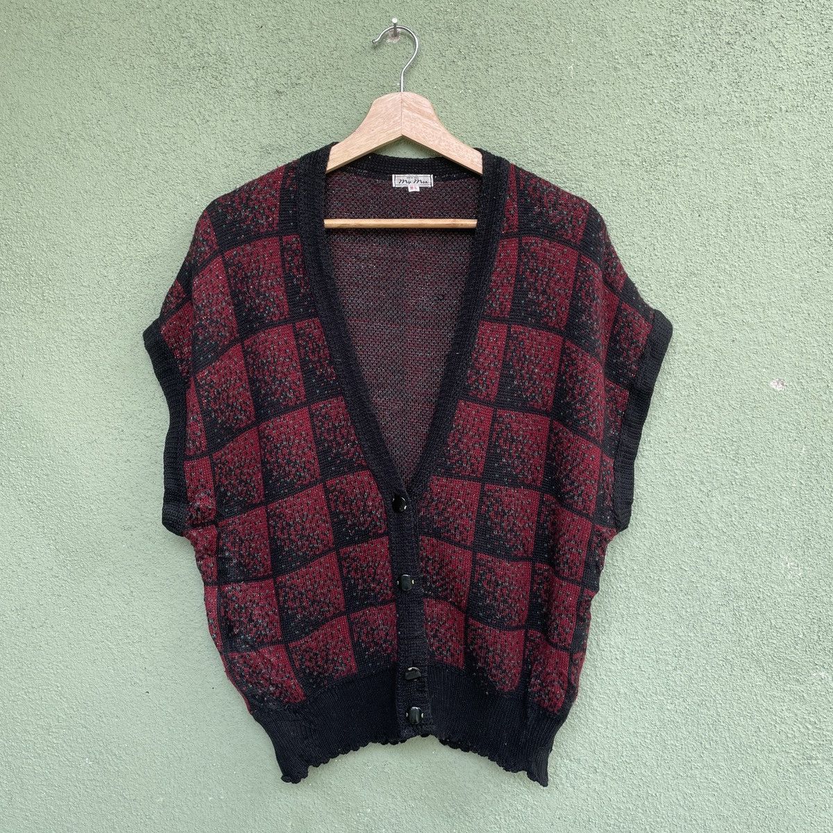 Aran Isles Knitwear Vintage My Mus Checkred Sleeveless Knitwear Cardigan Size US M / EU 48-50 / 2 - 1 Thumbnail