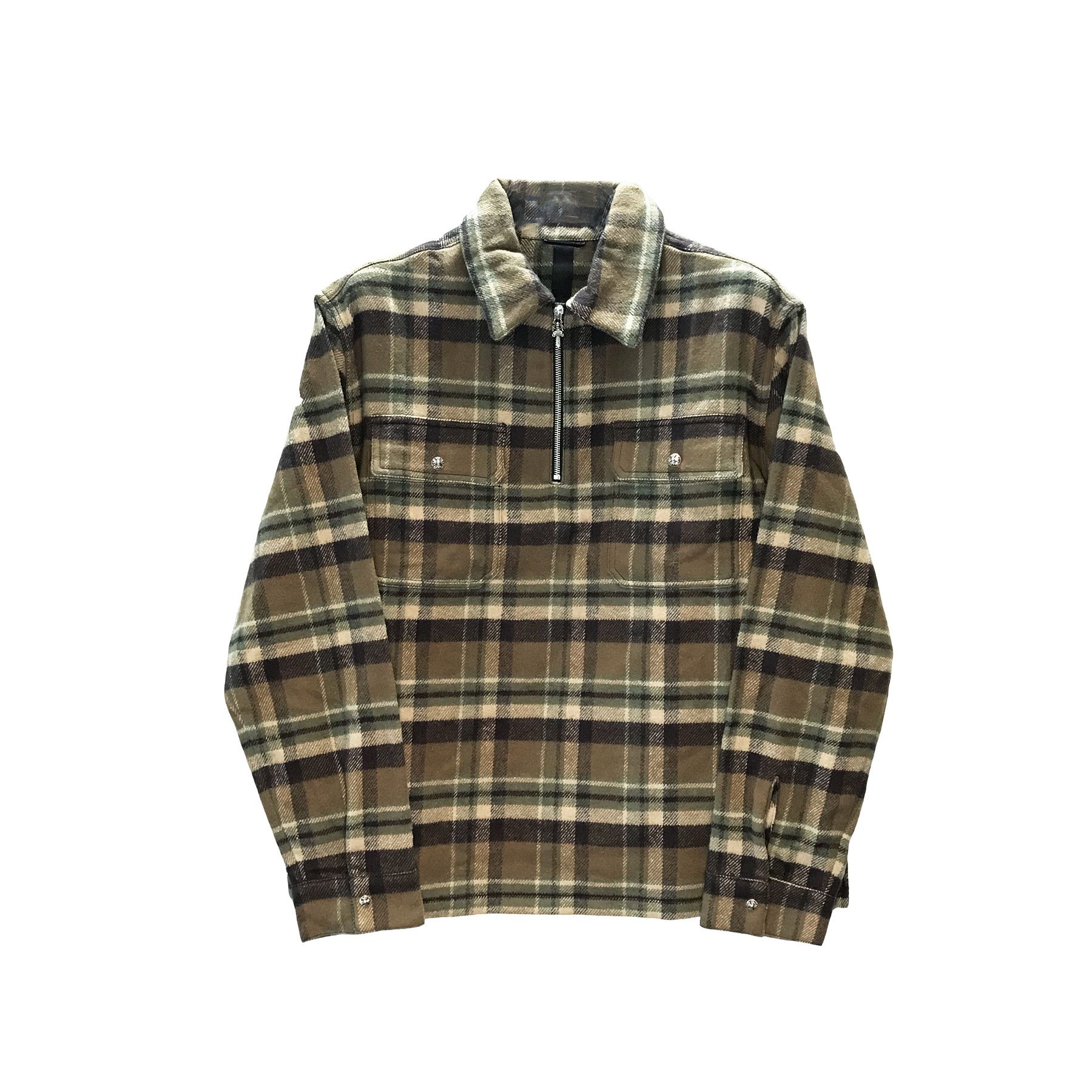 Chrome Hearts Chrome Hearts Underdog Half Zip Plaid Shirt Size US L / EU 52-54 / 3 - 1 Thumbnail