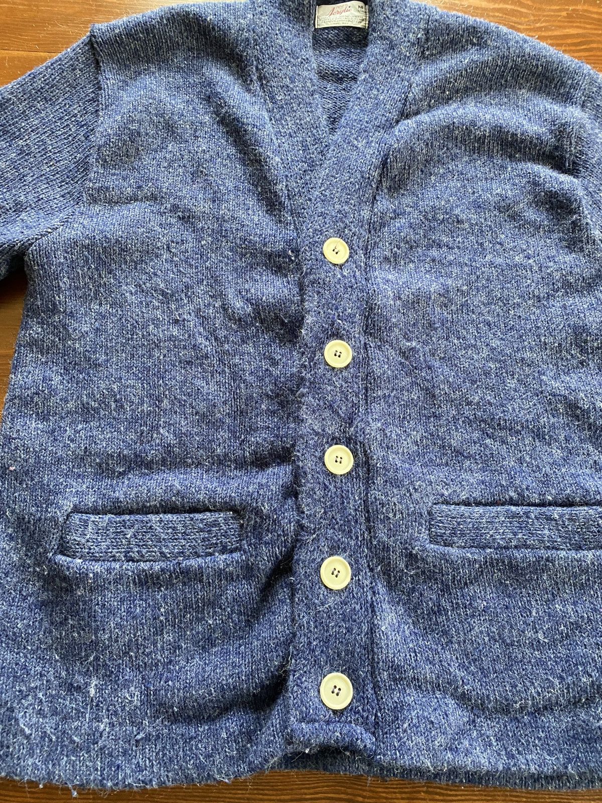 Retrofit Vintage 50’s/60’s Blue Knit Cardigan Sweater Size US M / EU 48-50 / 2 - 3 Thumbnail