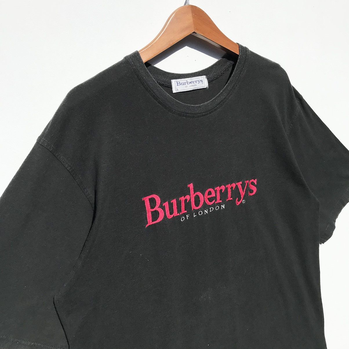 Vintage Burberrys Tee Embroidery Spellout Burberrys Luxury