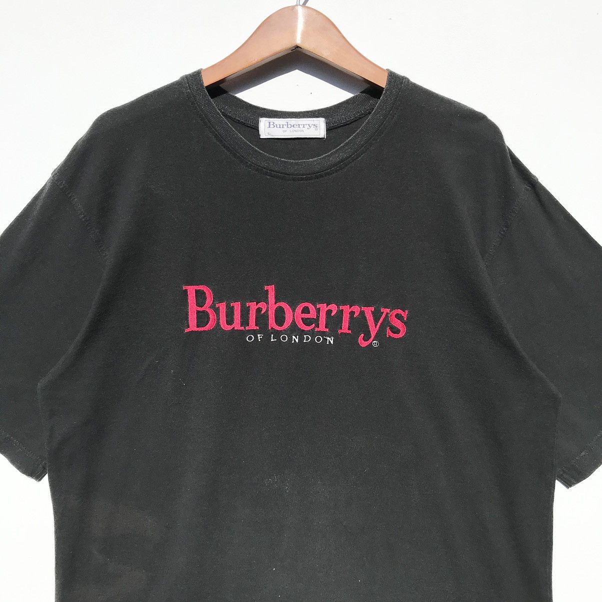 Vintage Burberrys Tee Embroidery Spellout Burberrys Luxury