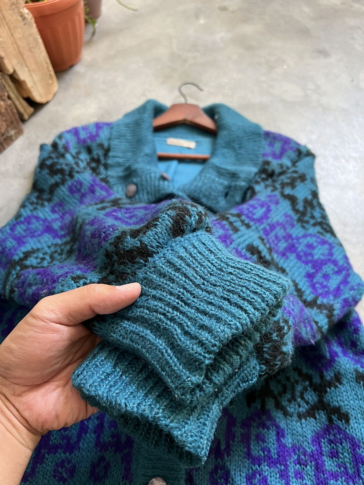 Vintage 🔥 Vintage 🔥 Designer Knit Woll Cardigan Jacket Size US L / EU 52-54 / 3 - 11 Thumbnail