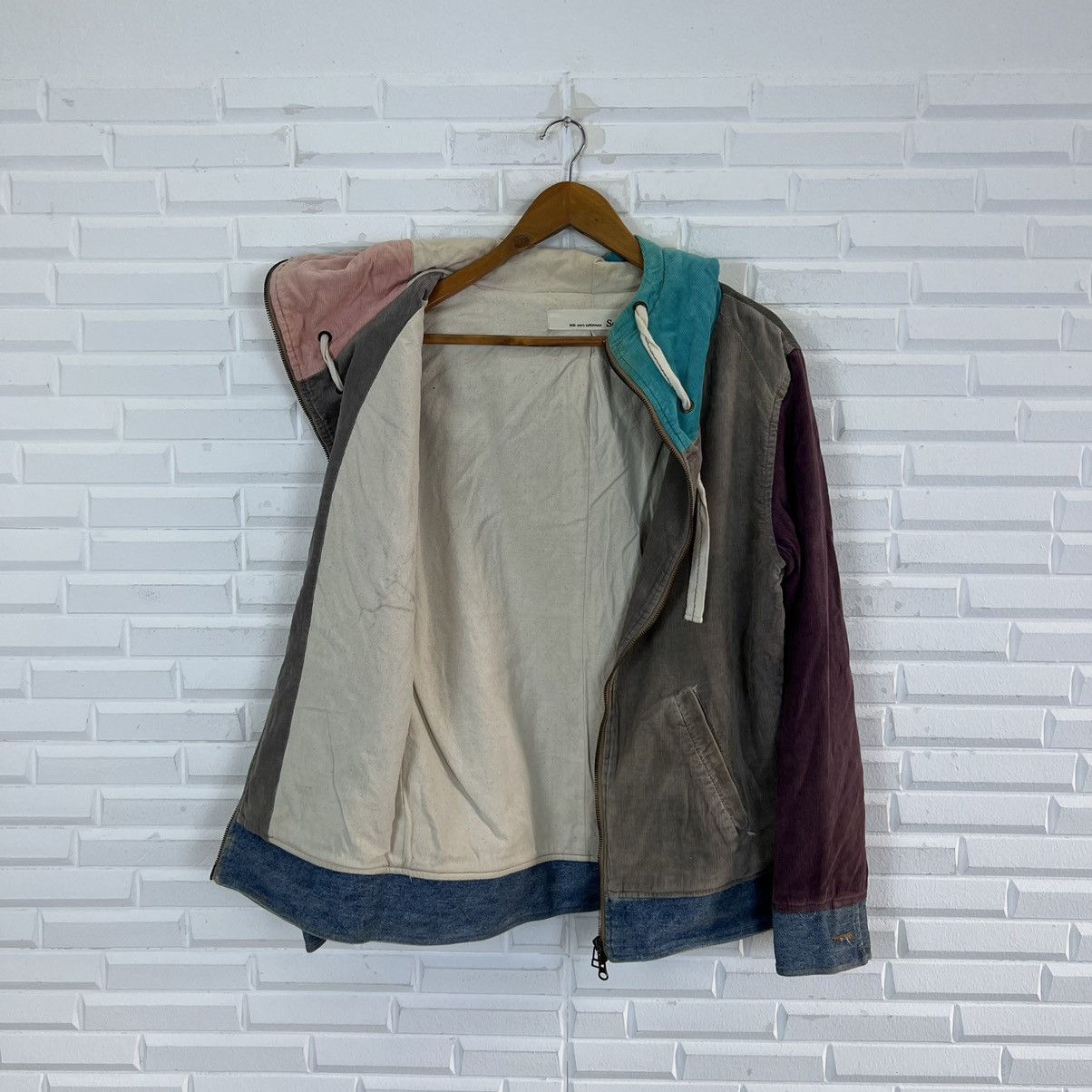 Japanese Brand VERY RARE HOODIE ZIPPER SELF JAPAN TRITONE COLOUR PATCHWORK Size US L / EU 52-54 / 3 - 9 Thumbnail
