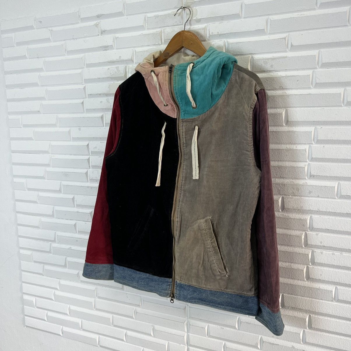 Japanese Brand VERY RARE HOODIE ZIPPER SELF JAPAN TRITONE COLOUR PATCHWORK Size US L / EU 52-54 / 3 - 2 Thumbnail