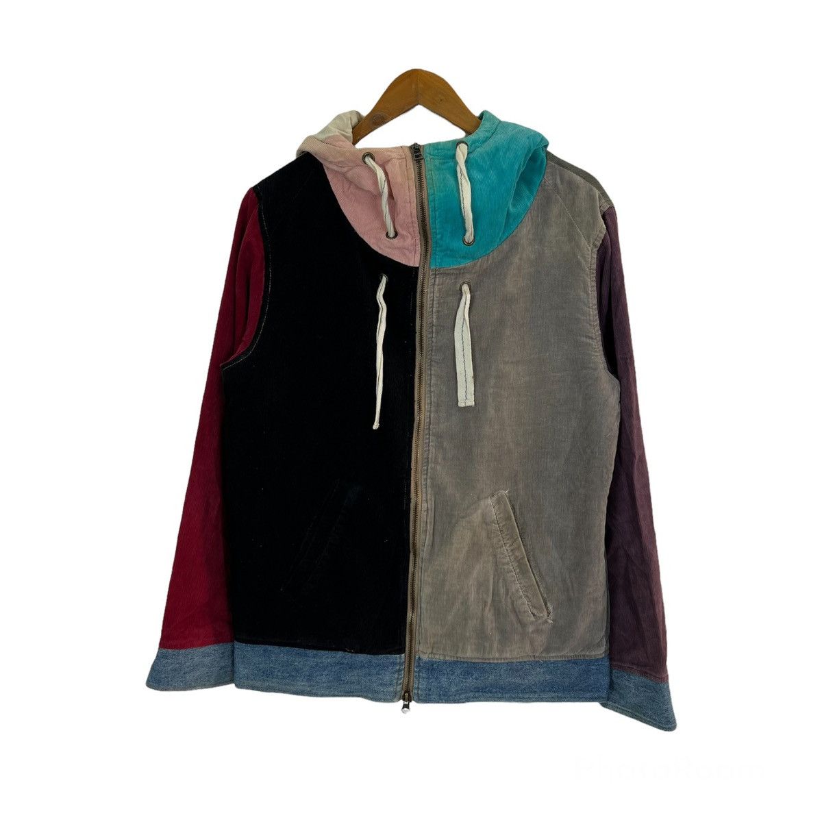 Japanese Brand VERY RARE HOODIE ZIPPER SELF JAPAN TRITONE COLOUR PATCHWORK Size US L / EU 52-54 / 3 - 1 Thumbnail