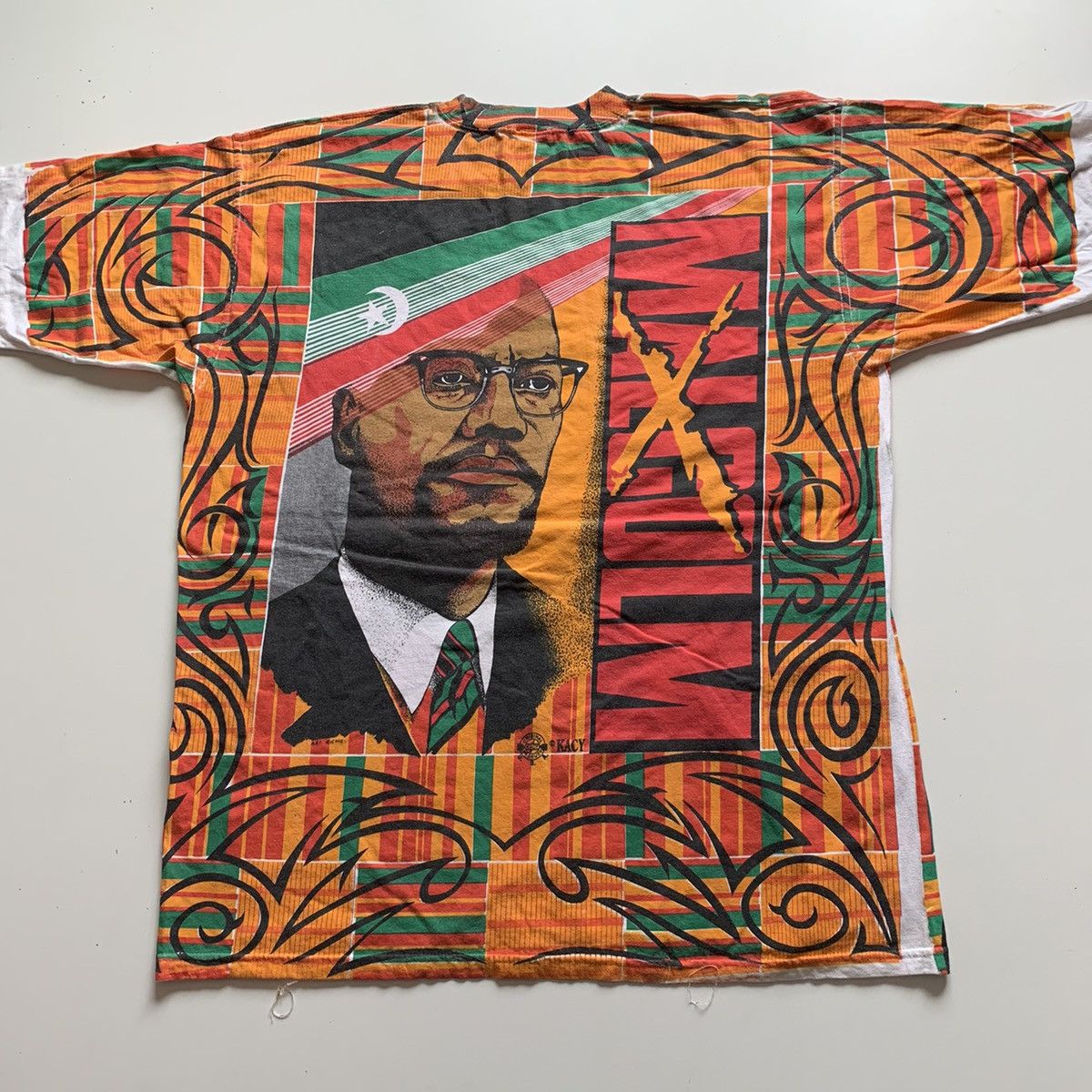 Rap Tees × Vintage Vintage 90s Malcolm X All Overprint graphic art T-Shirt Size US XXL / EU 58 / 5 - 3 Thumbnail