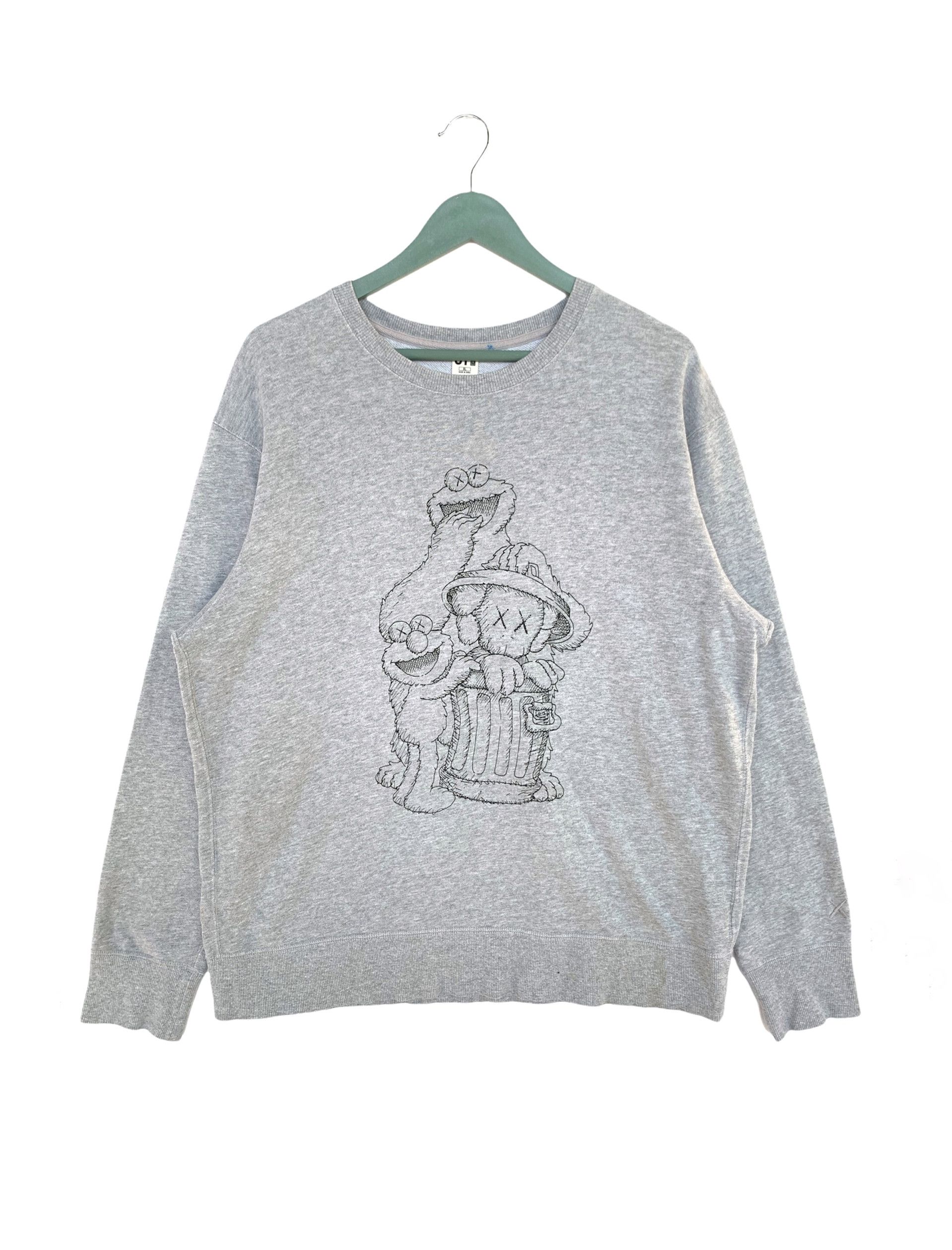 image of Sesame Street X Kaws Sweatshirt in Grey, Men's (Size XL)