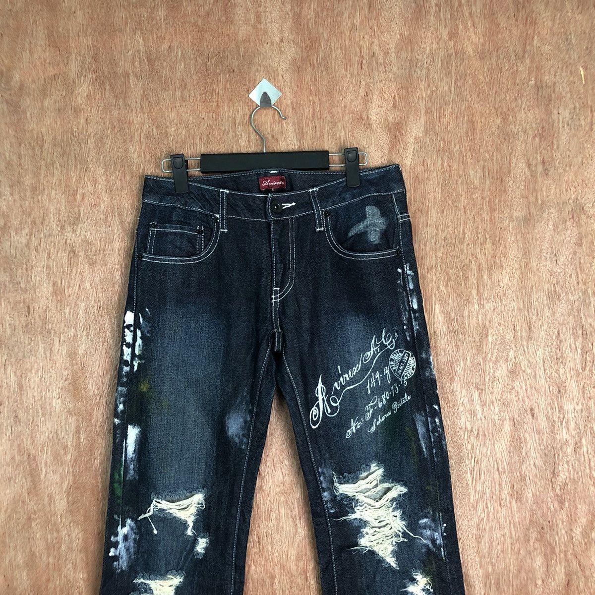 Avirex Avirex Dark Blue Distressed Denim pants #6351DL Size US 29 - 2 Thumbnail