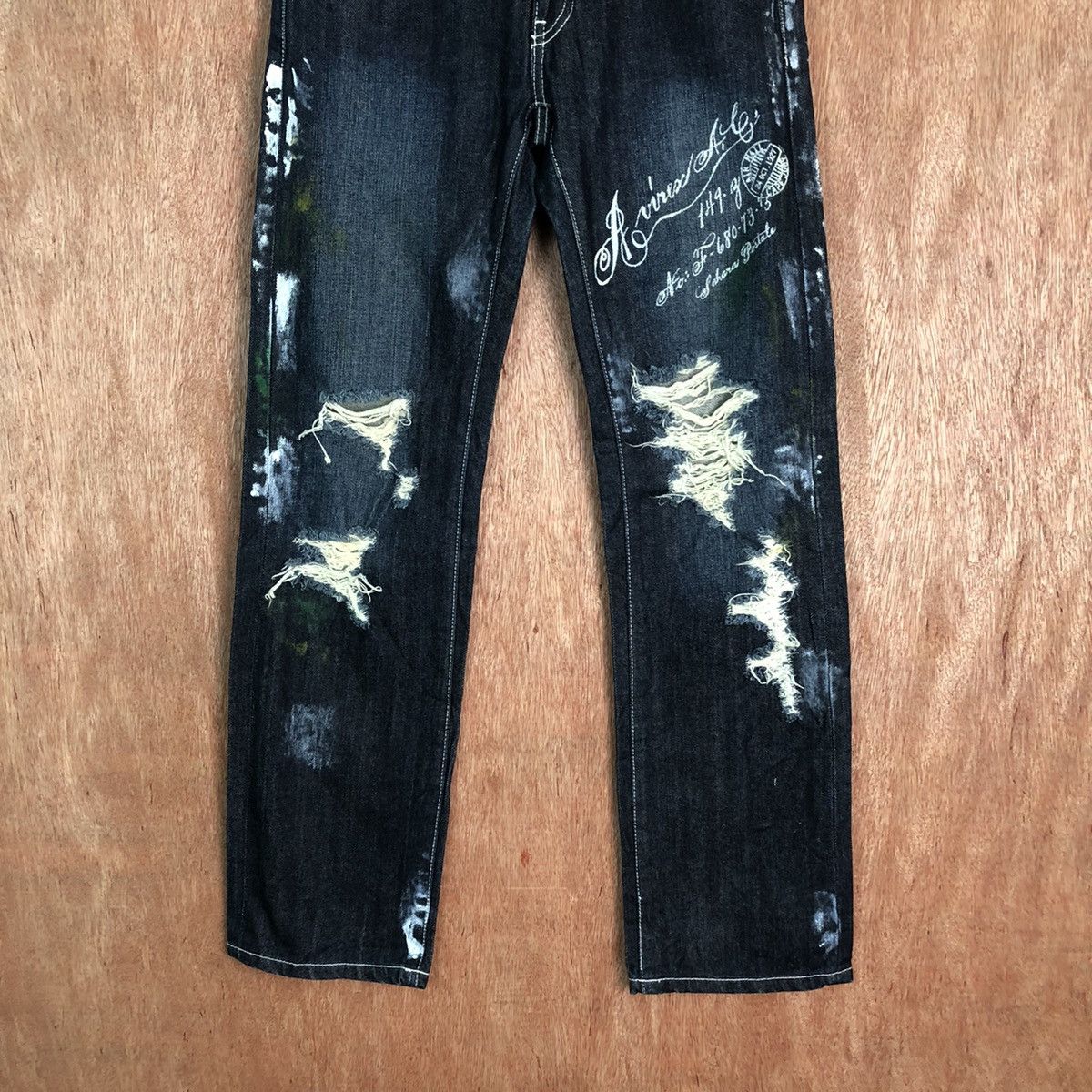 Avirex Avirex Dark Blue Distressed Denim pants #6351DL Size US 29 - 3 Thumbnail