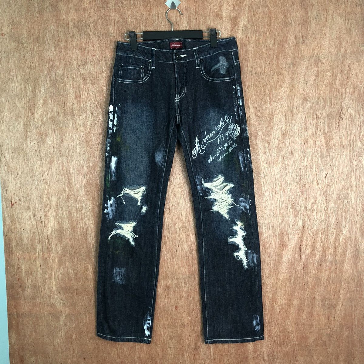 Avirex Avirex Dark Blue Distressed Denim pants #6351DL Size US 29 - 1 Thumbnail
