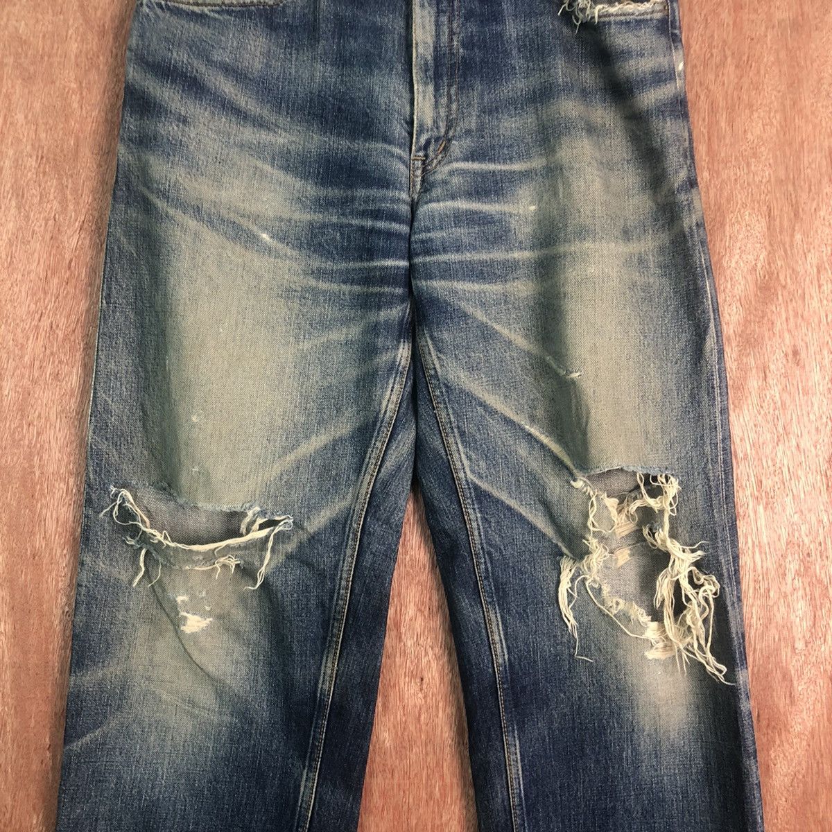 Japanese Brand DLL Japan Blue distressed Denim Pants like kurt cobain #c163 Size US 33 - 4 Thumbnail