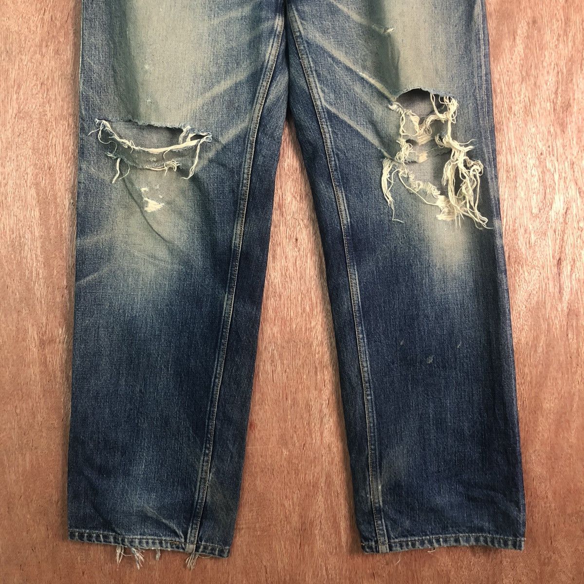 Japanese Brand DLL Japan Blue distressed Denim Pants like kurt cobain #c163 Size US 33 - 3 Thumbnail