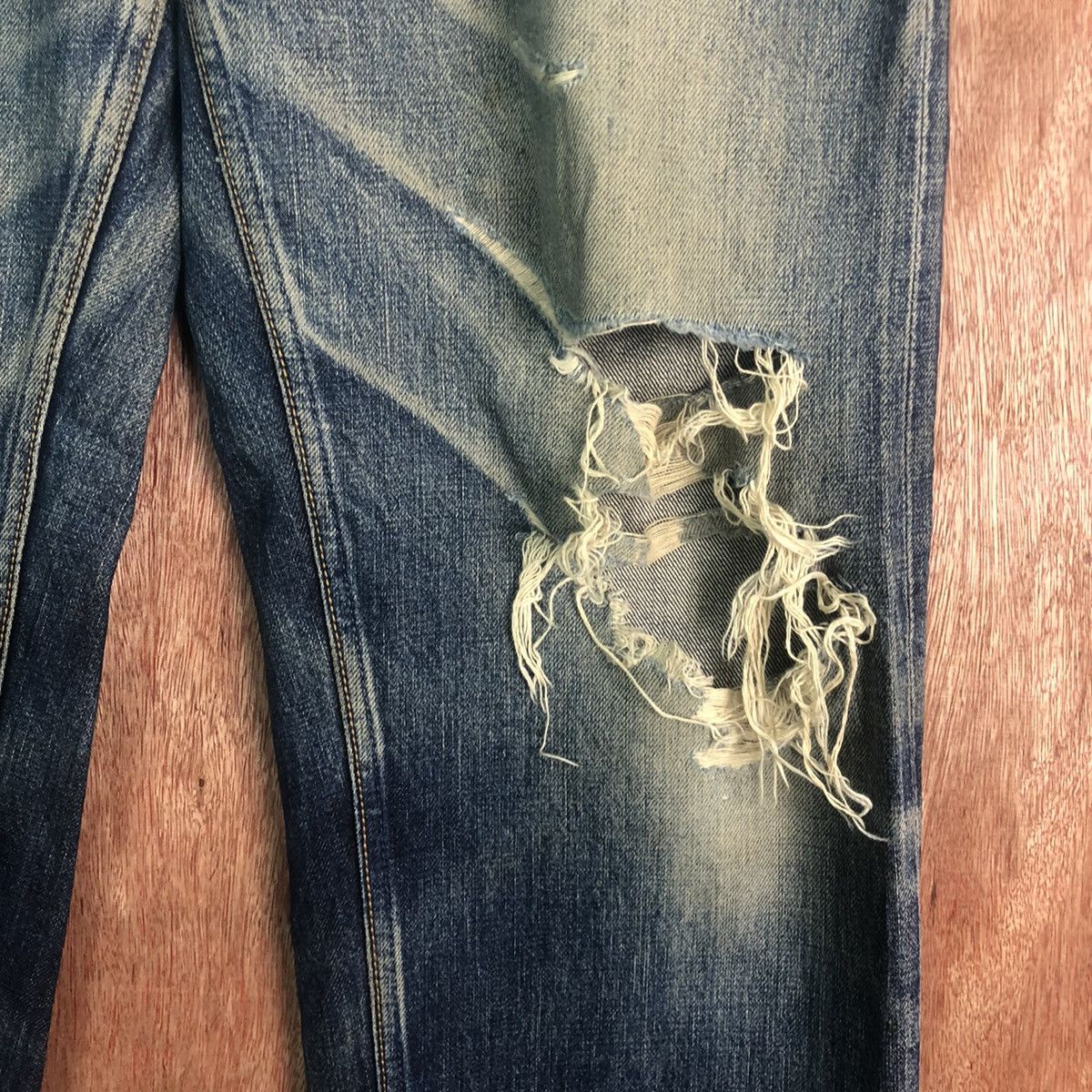 Japanese Brand DLL Japan Blue distressed Denim Pants like kurt cobain #c163 Size US 33 - 5 Thumbnail