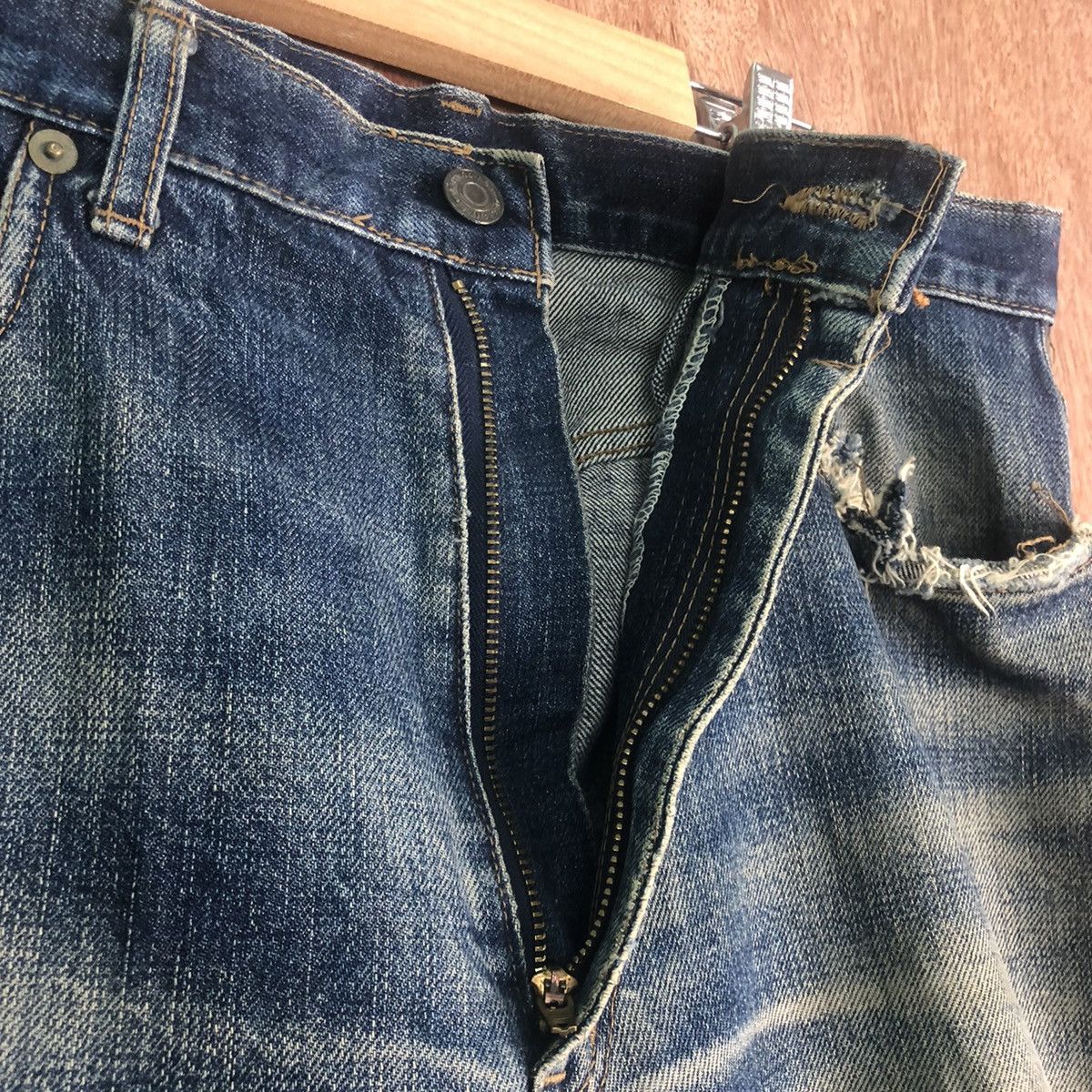 Japanese Brand DLL Japan Blue distressed Denim Pants like kurt cobain #c163 Size US 33 - 8 Thumbnail