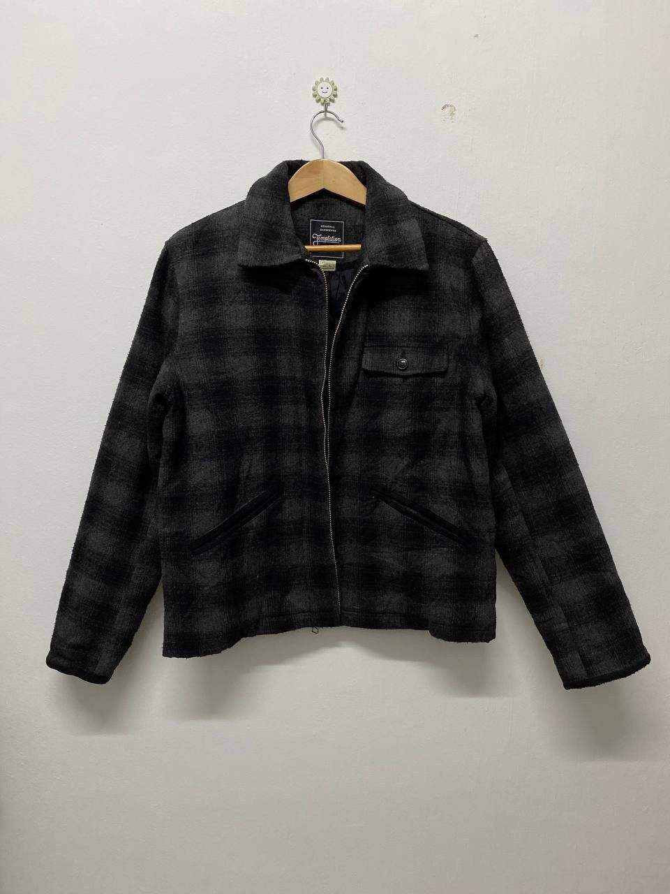 image of Avant Garde Temptation Jacket Shadow Plaid Quilted Lining in Black (Size Large)