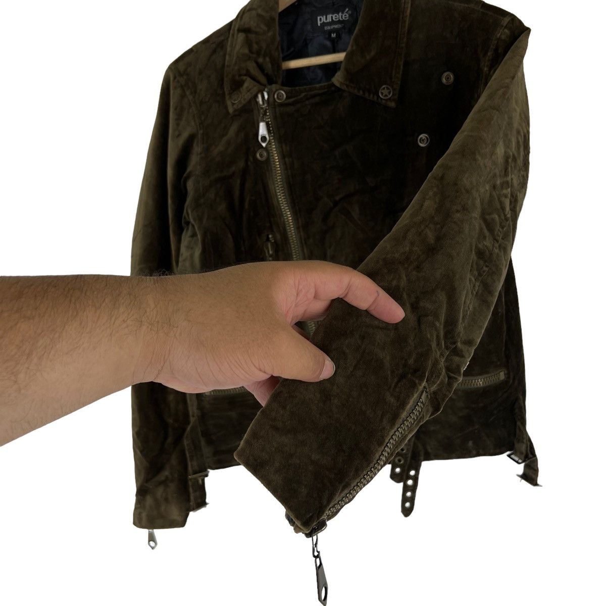Japanese Brand VINTAGE VELVET CROPPED PARACHUTE BIKER JACKET PURETE JAPAN Size US M / EU 48-50 / 2 - 2 Thumbnail