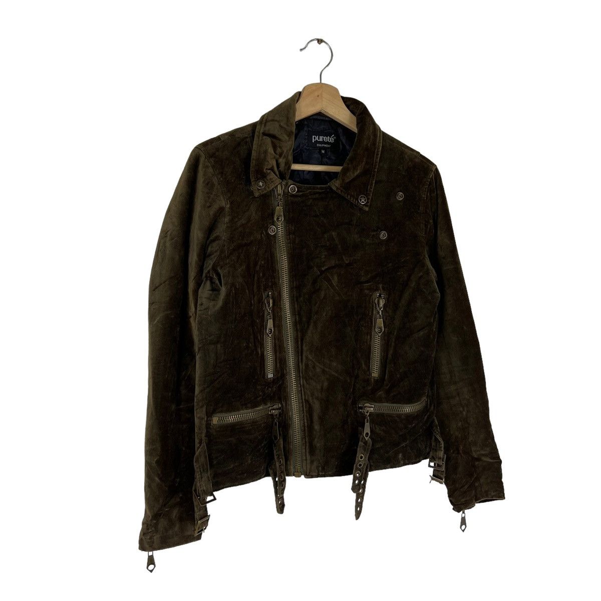 Japanese Brand VINTAGE VELVET CROPPED PARACHUTE BIKER JACKET PURETE JAPAN Size US M / EU 48-50 / 2 - 3 Thumbnail