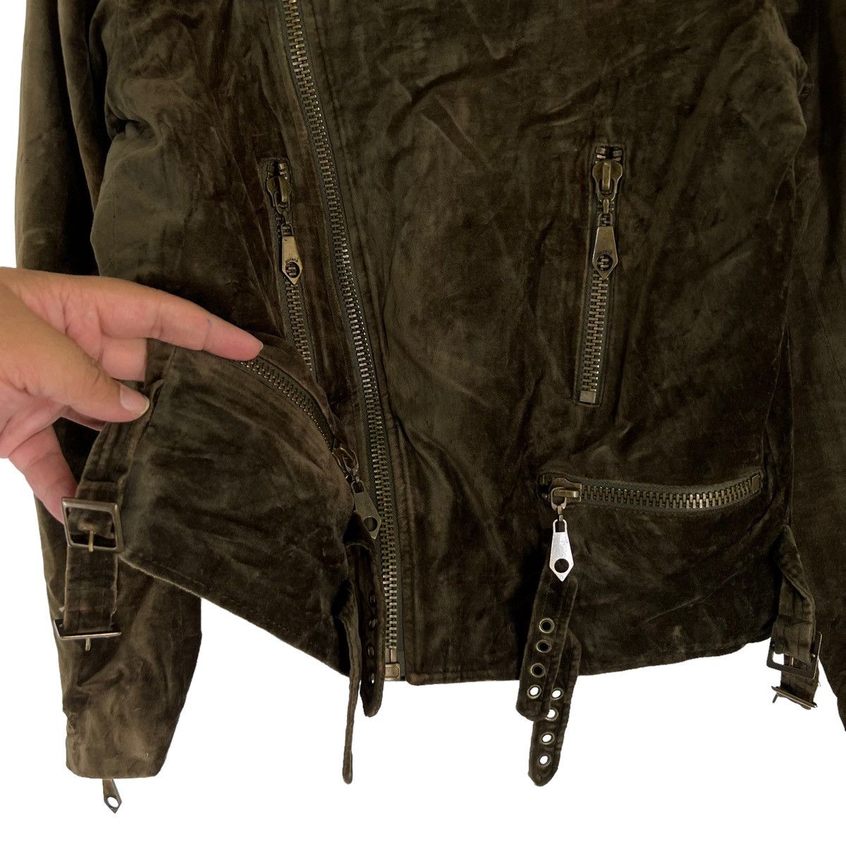 Japanese Brand VINTAGE VELVET CROPPED PARACHUTE BIKER JACKET PURETE JAPAN Size US M / EU 48-50 / 2 - 6 Thumbnail