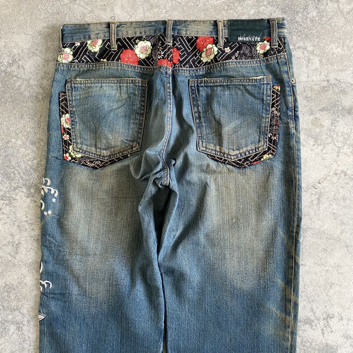 Designer Karakuri Tamashii Style Dominate Embroidered Koi Fish Jeans Size US 37 - 15 Thumbnail