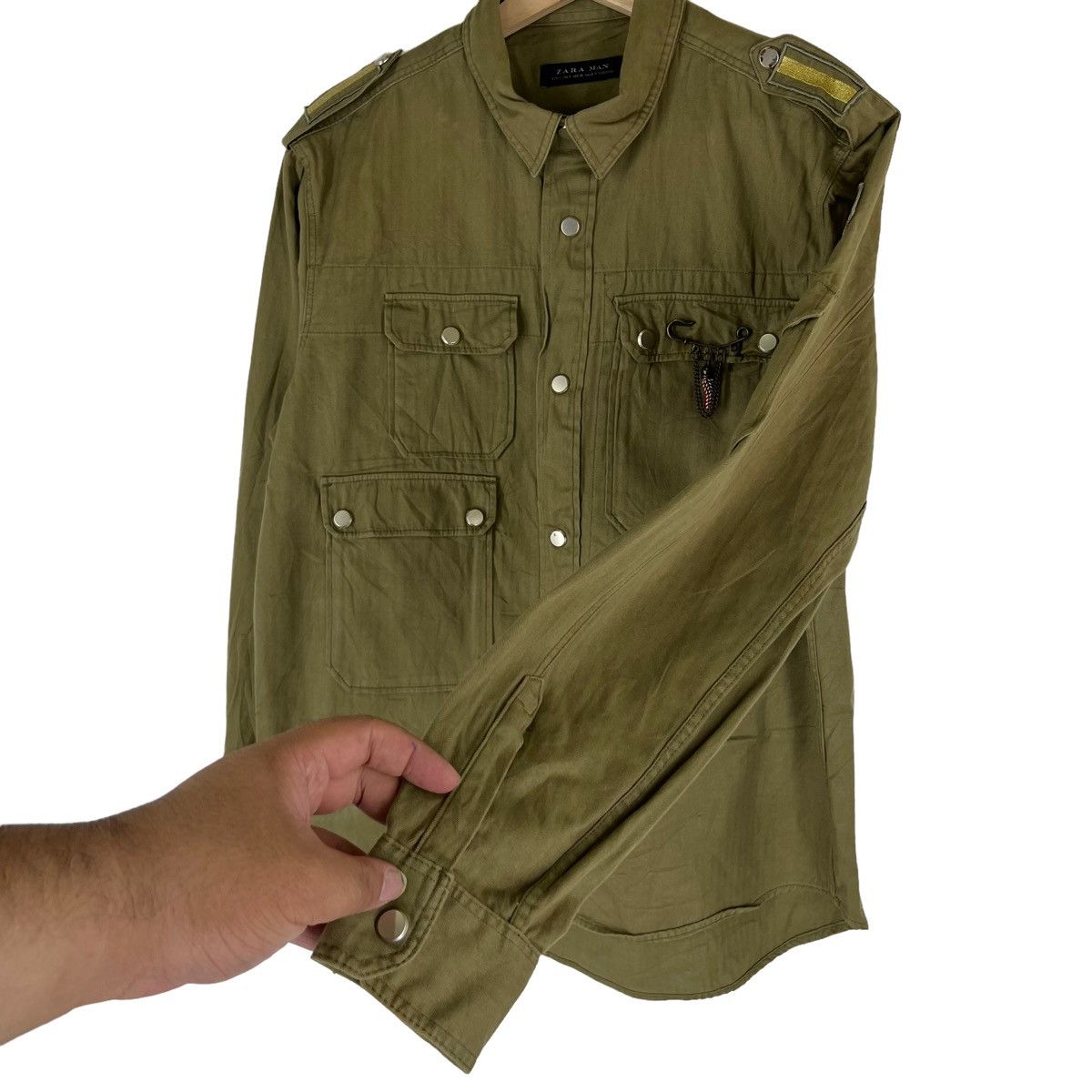 Japanese Brand VINTAGE ZARA MAN MILITARY DESIGN JACKET Size US S / EU 44-46 / 1 - 5 Thumbnail